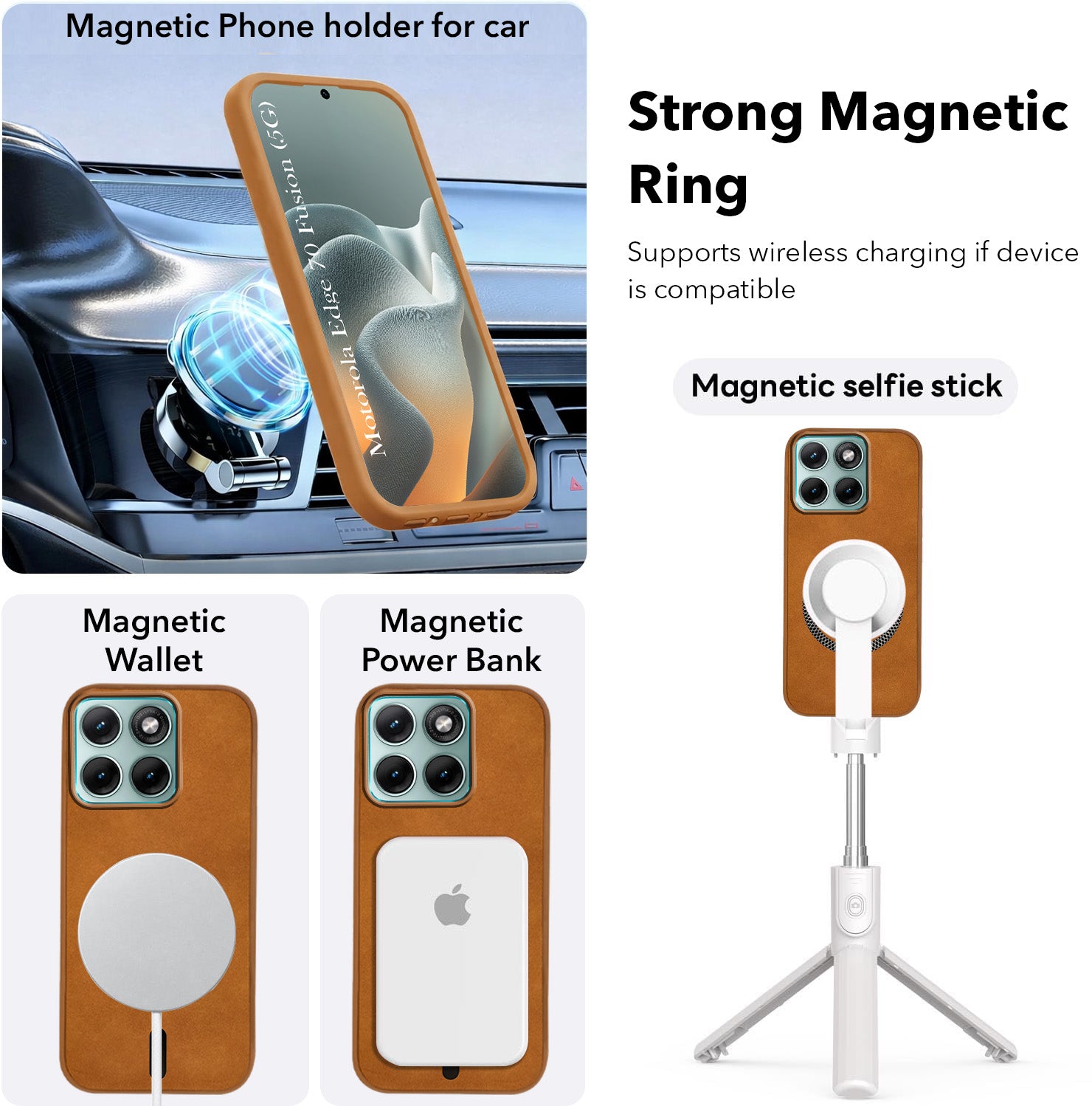 For Motorola Moto Edge 70 Fusion Back Cover Case Leather Finish (MagSafe Compatible Wireless Charging | Soft Touch | Camera Bump Protection)