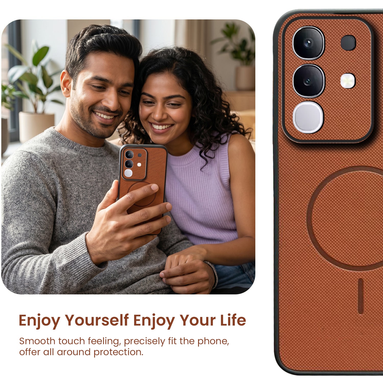 For Vivo T4x | Vivo Y31 Pro Back Cover Case PU Leather (Texture Grip Design | Professional Minimalist | Camera Protection | Soft and Flexible)