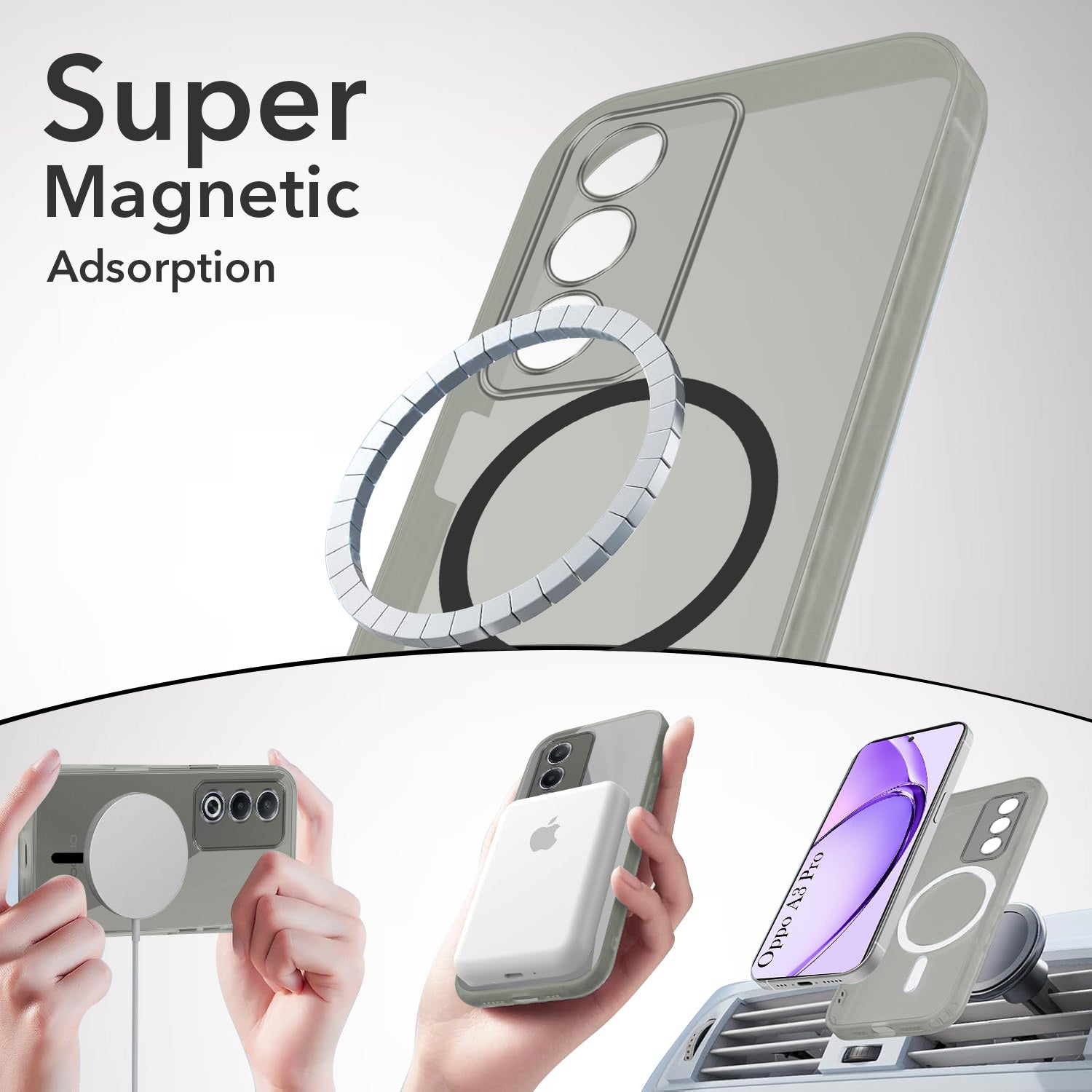 For Oppo A3 Pro 5G Back Cover Case Lifetime Anti-Yellow MagSafe Compatible Clear (Sleek Hard Crystal | Shockproof and Camera Protection)