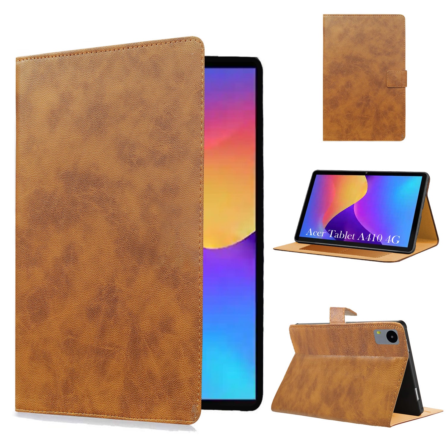For Acer Tablet A410 4G 10.1 Inch Flip Cover Folio Cover (PU Leather | Multi-Angle Smart Stand | Card Storage Slots | Silicone Back Pouch)
