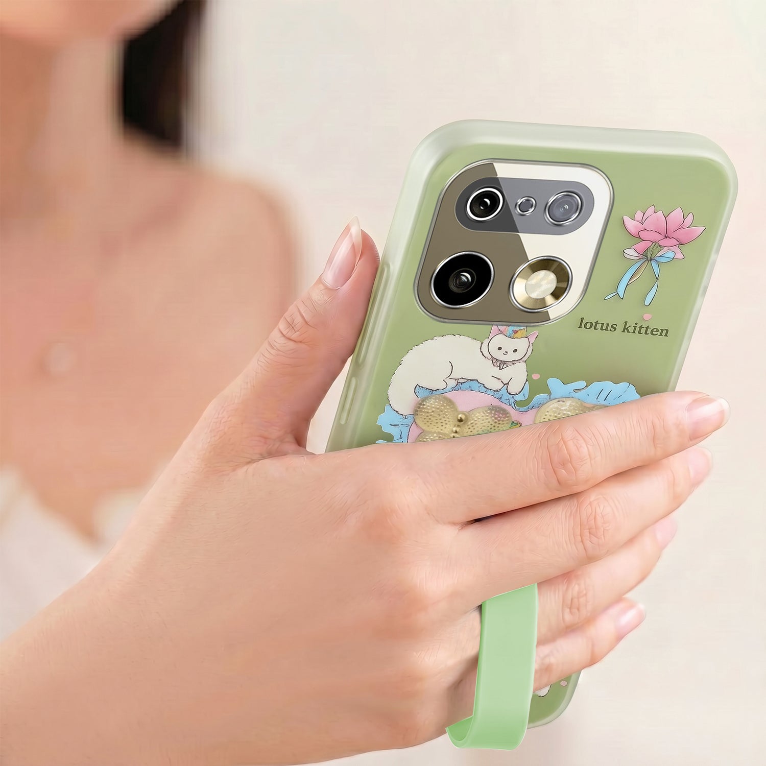 For Realme 16 Pro Plus 5G Back Cover Case (3D Cute Heart Strap Holder | Camera Protection | Designer Girls Print)