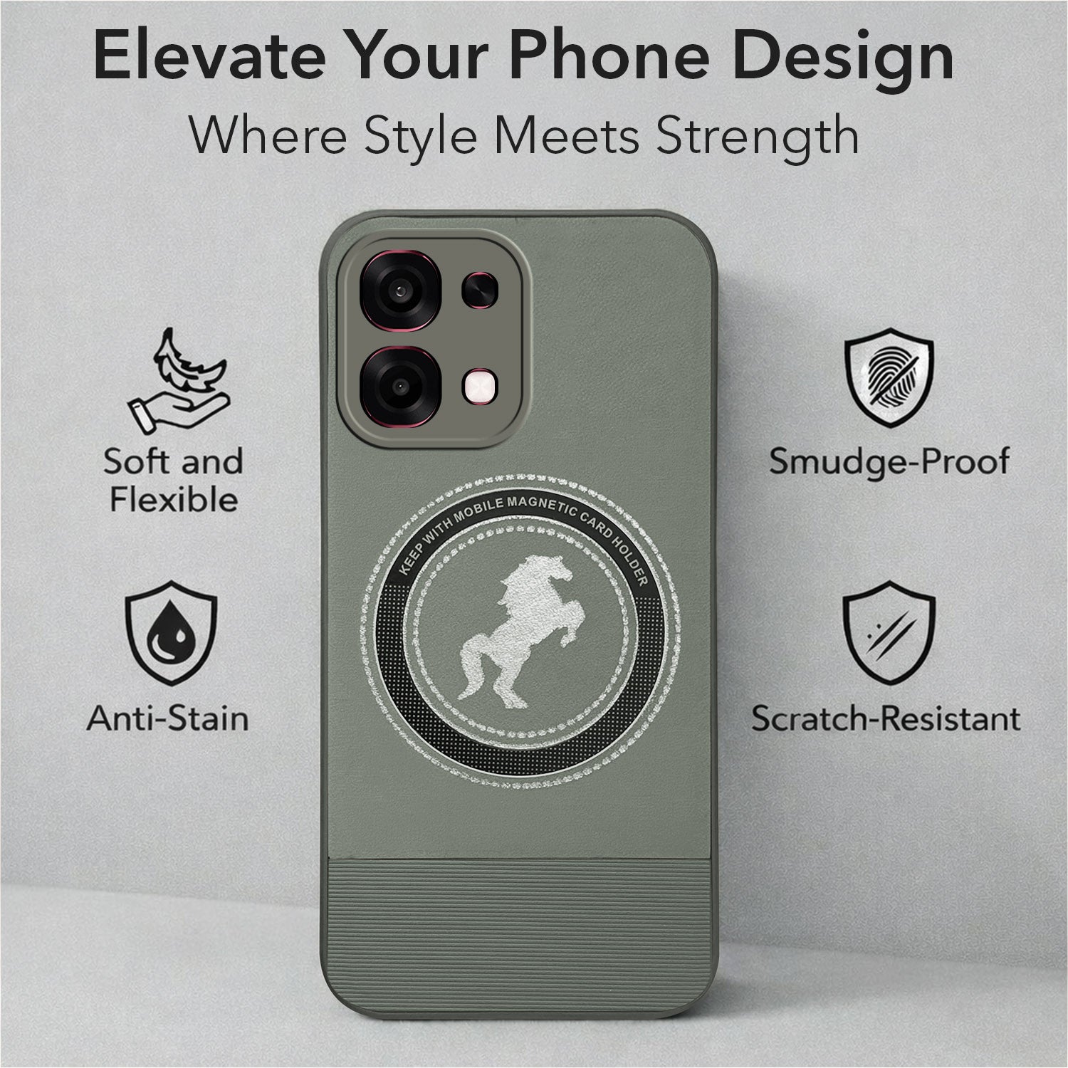For Oppo F31 5G Back Cover Case PU Leather Finish  (Professional Minimalist Texture | MagSafe Compatile | Camera Protection | Sleek Sober Formal)
