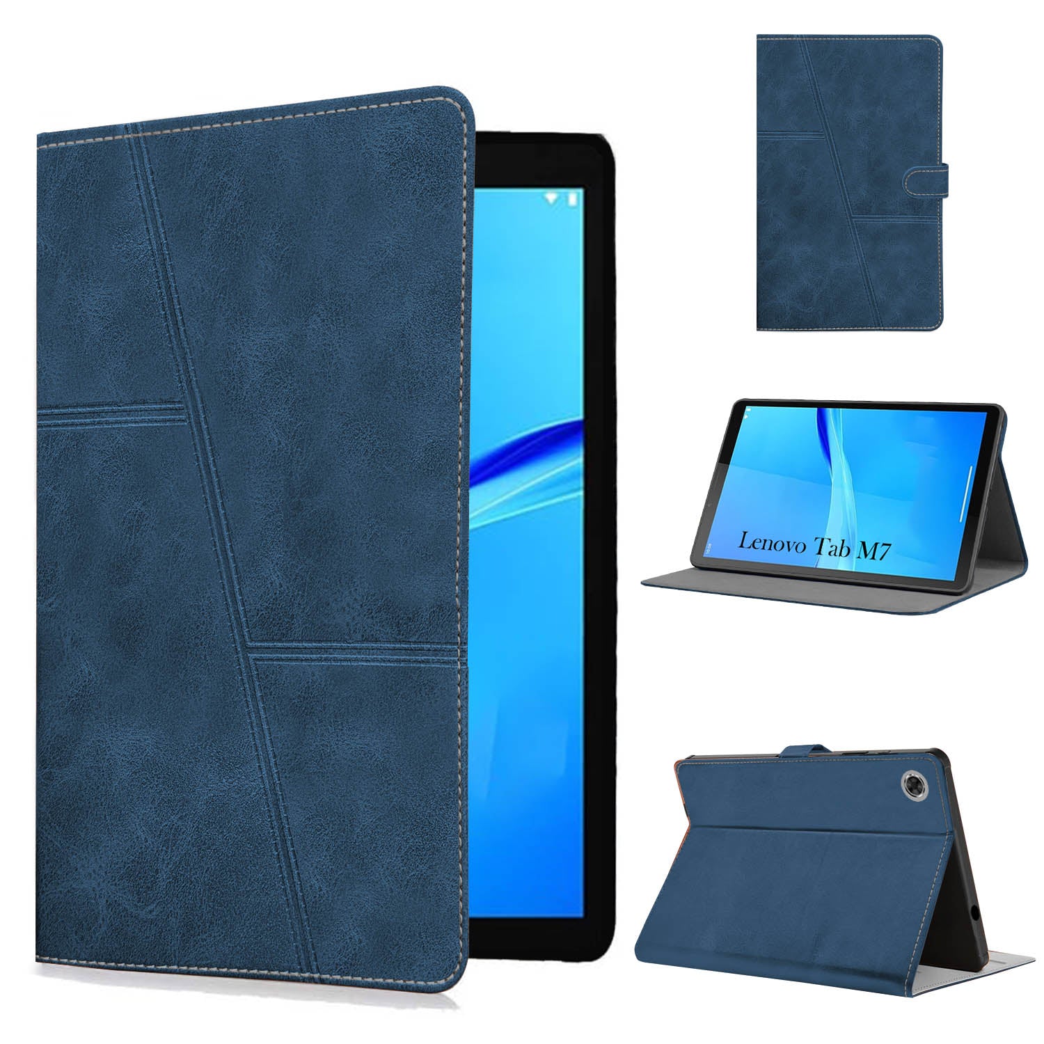 For Flip Cover Folio Case  Lenovo Tab M7 (TB-7305F, TB-7305X, TB-7305I) 7 Inch (PU Leather | Multi-Angle Smart Stand | Card Storage Slots | Silicone Back Pouch)