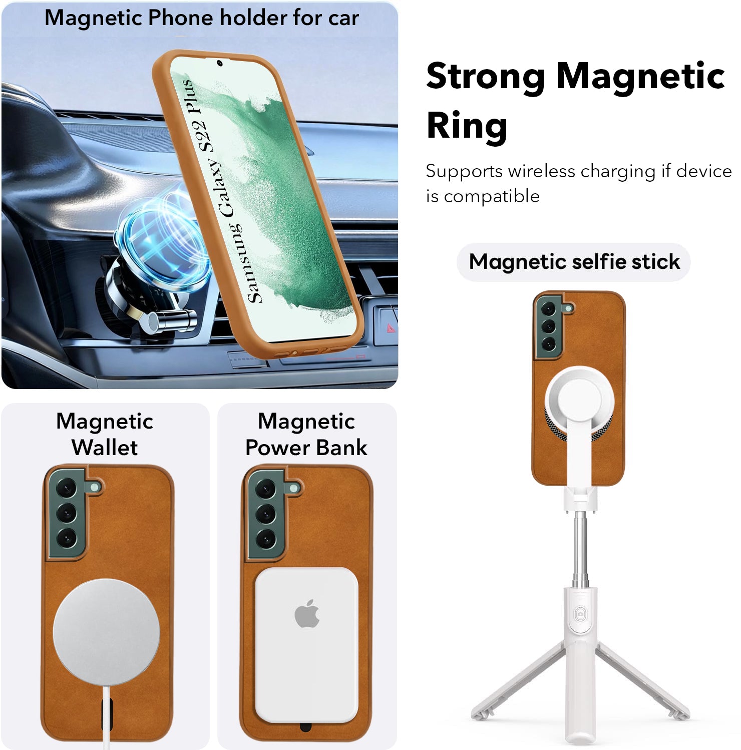 For Samsung Galaxy S22 Plus 5G Back Cover Case Leather Finish (MagSafe Compatible Wireless Charging | Soft Touch | Camera Bump Protection)