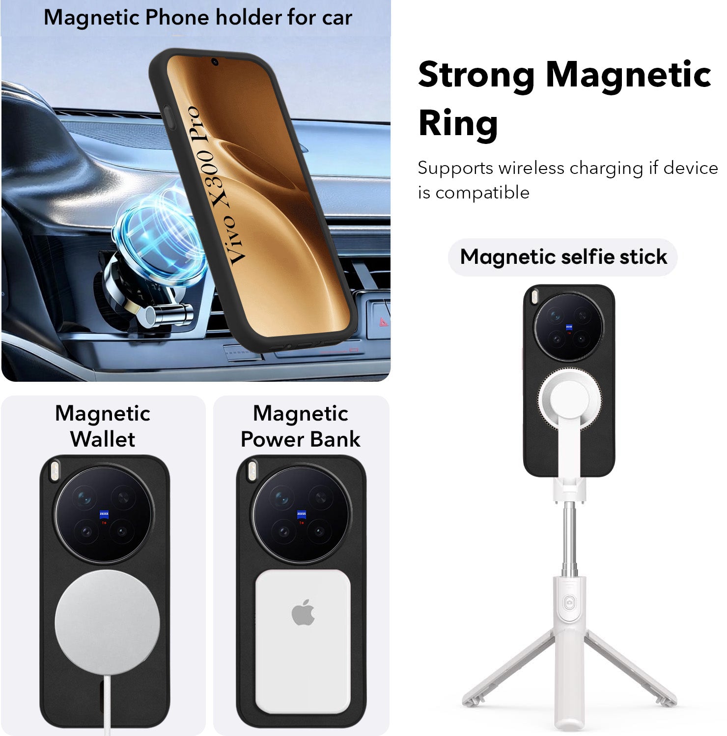 For Vivo X300 Pro Back Cover Case Leather Finish (MagSafe Compatible Wireless Charging | Soft Touch | Camera Bump Protection)