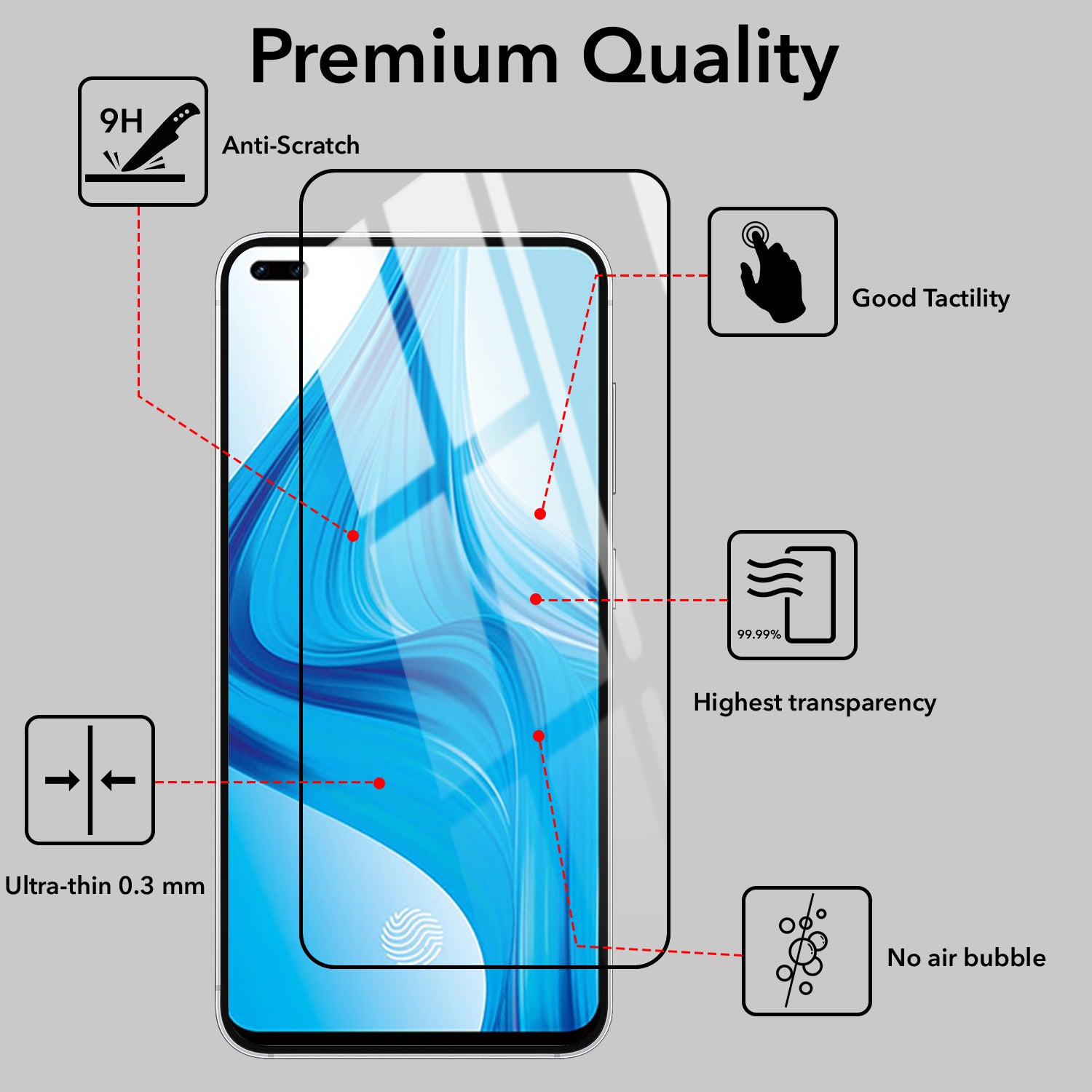 (Pack of 2) Tempered Glass For Oppo F17 Pro Military-Grade Gorilla  Screen Protector With Installation Kit | Shatterproof, Full Coverage, HD Clear, Scratch Resistant