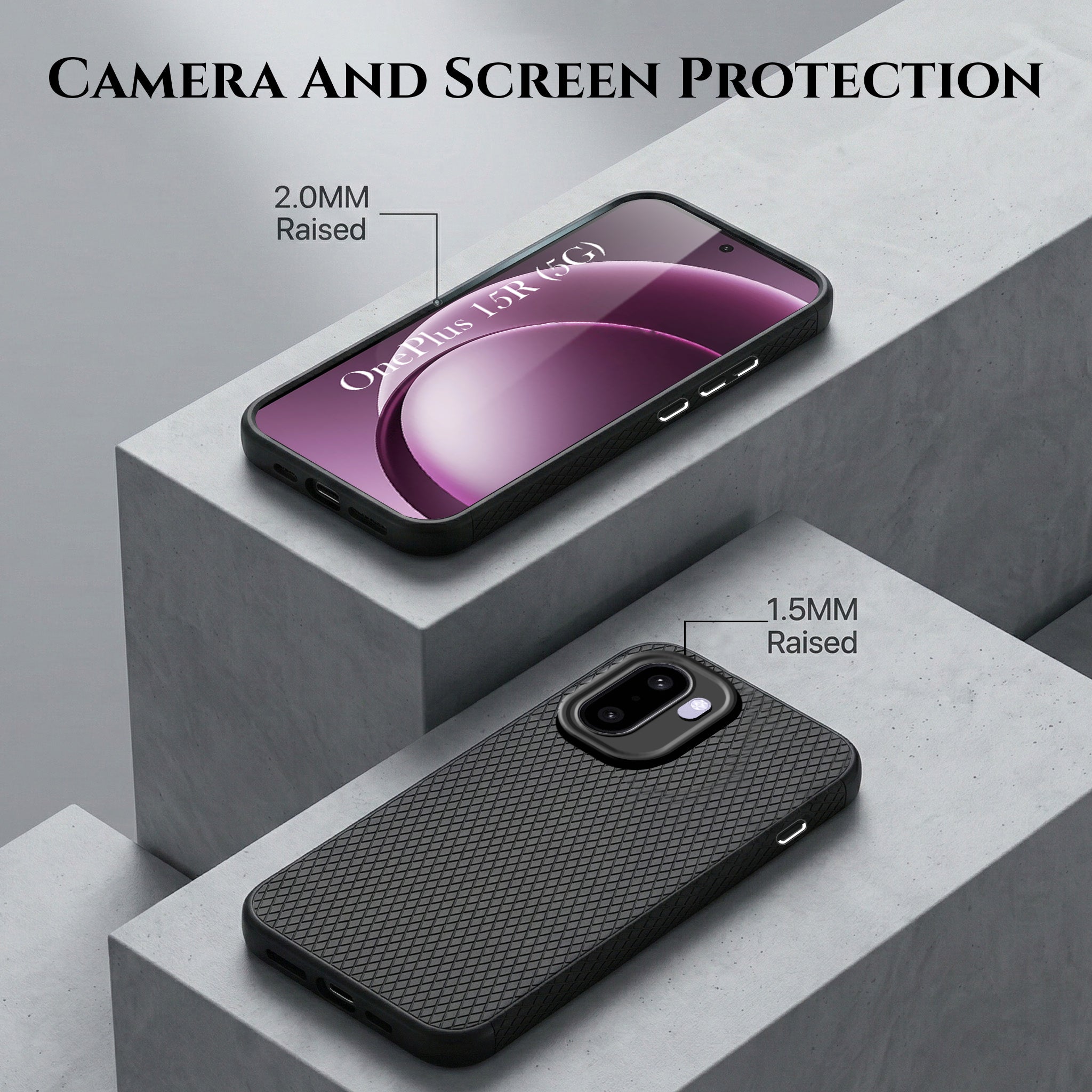 For OnePlus 15R Combo with Back Cover and 9H Tempered Glass (Liquid Silicone | Camera Protection | Oleophobic Coating Screen Glass)