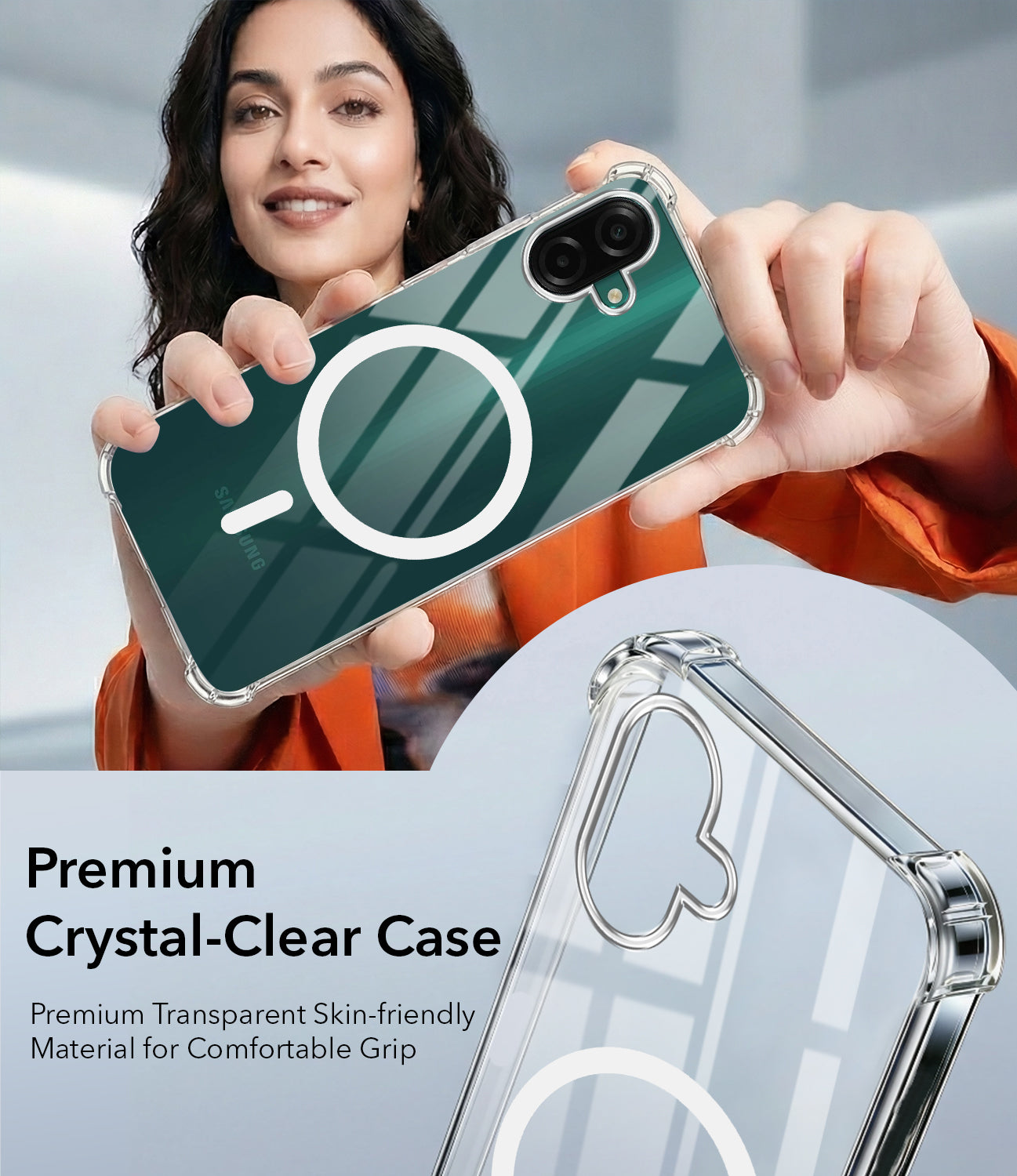 For Samsung Galaxy A07 | F70e 5G Back Cover Shockproof Crystal-Clear (Magsafe Wireless Support | Drop & Camera Protection | Hard Polycarbonate)