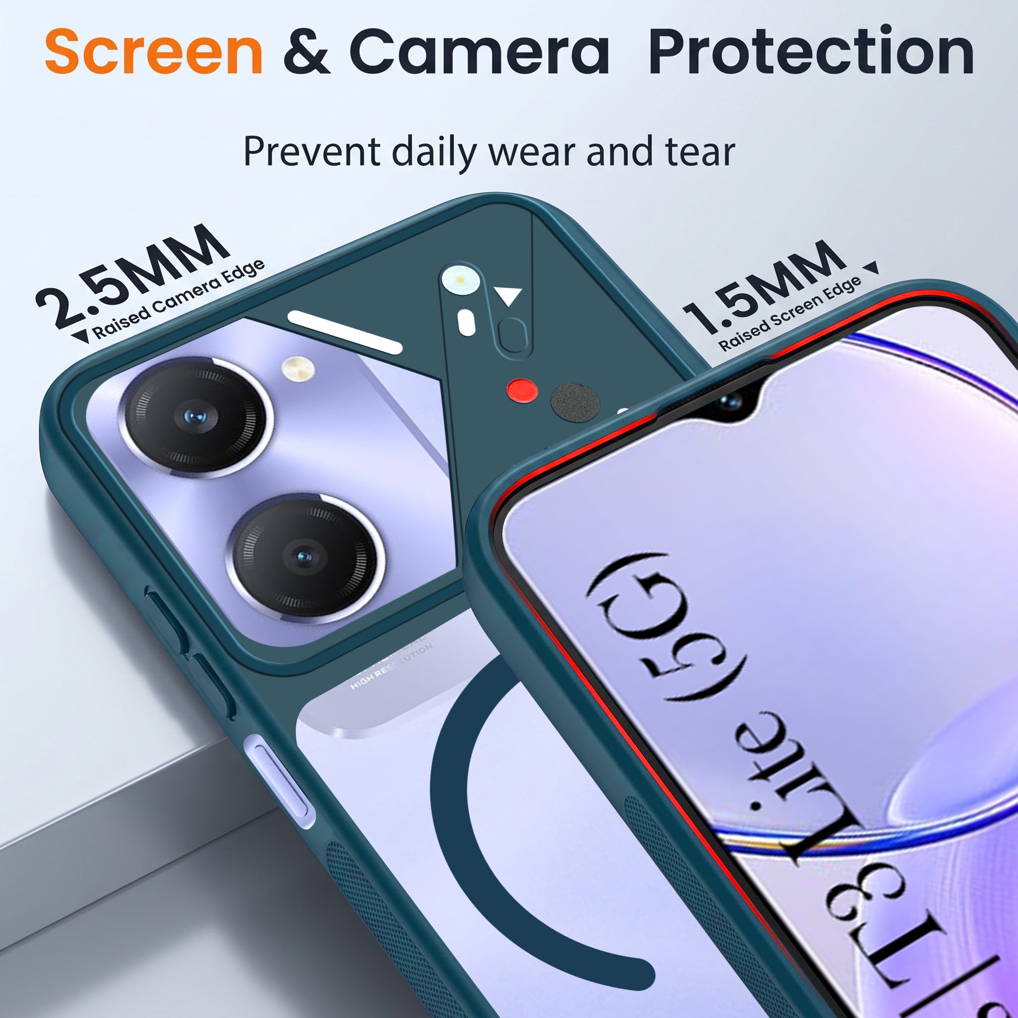 For Vivo Y28s 5G | Vivo T3 Lite 5G Back Cover Case Lifetime Anti-Yellow Clear (Camera Protection | Side Grip | Wireless MagSafe Compatible)