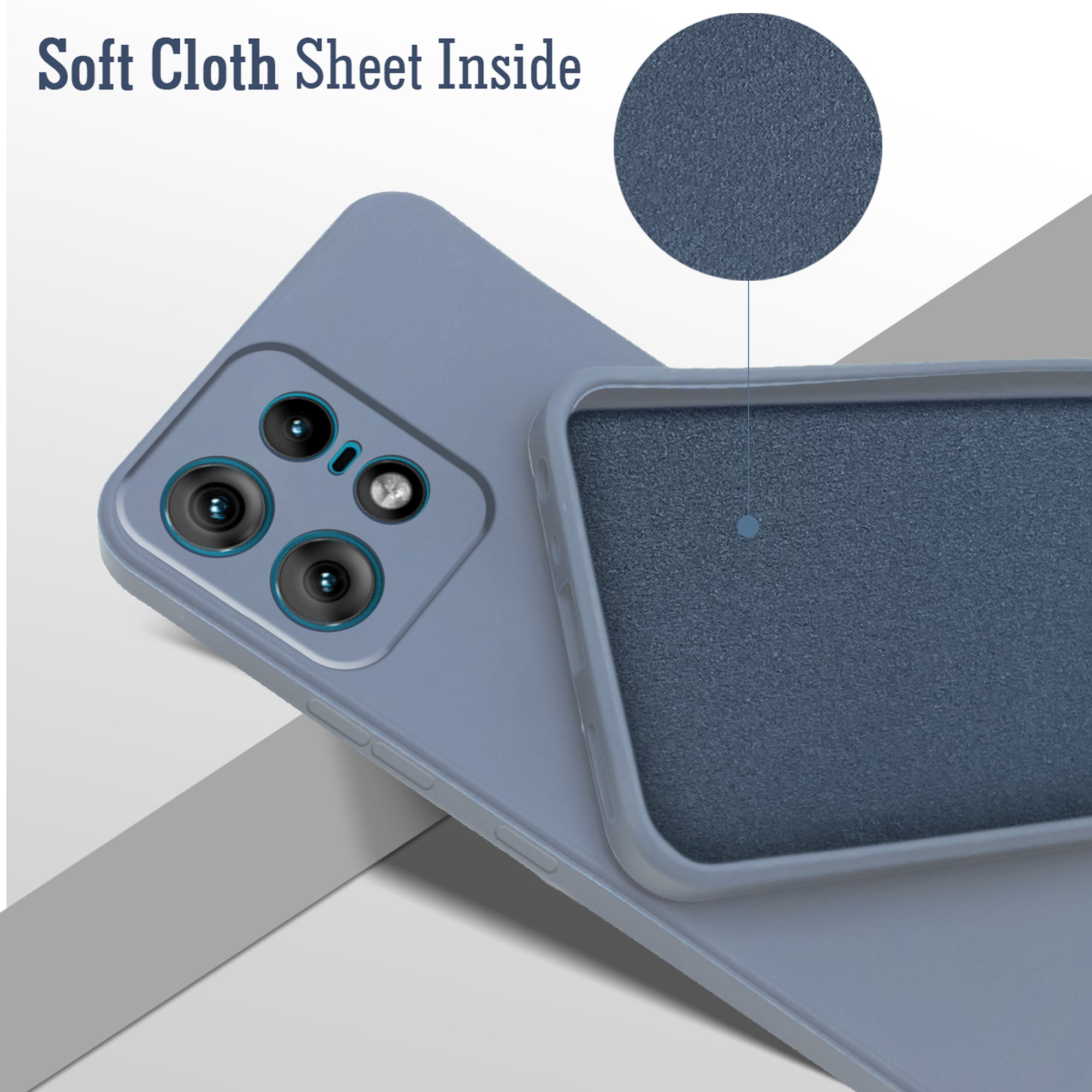 For Motorola Moto Edge 50 Pro Back Cover Case ( Matte Finish Silicone with Inside Fiber cloth)