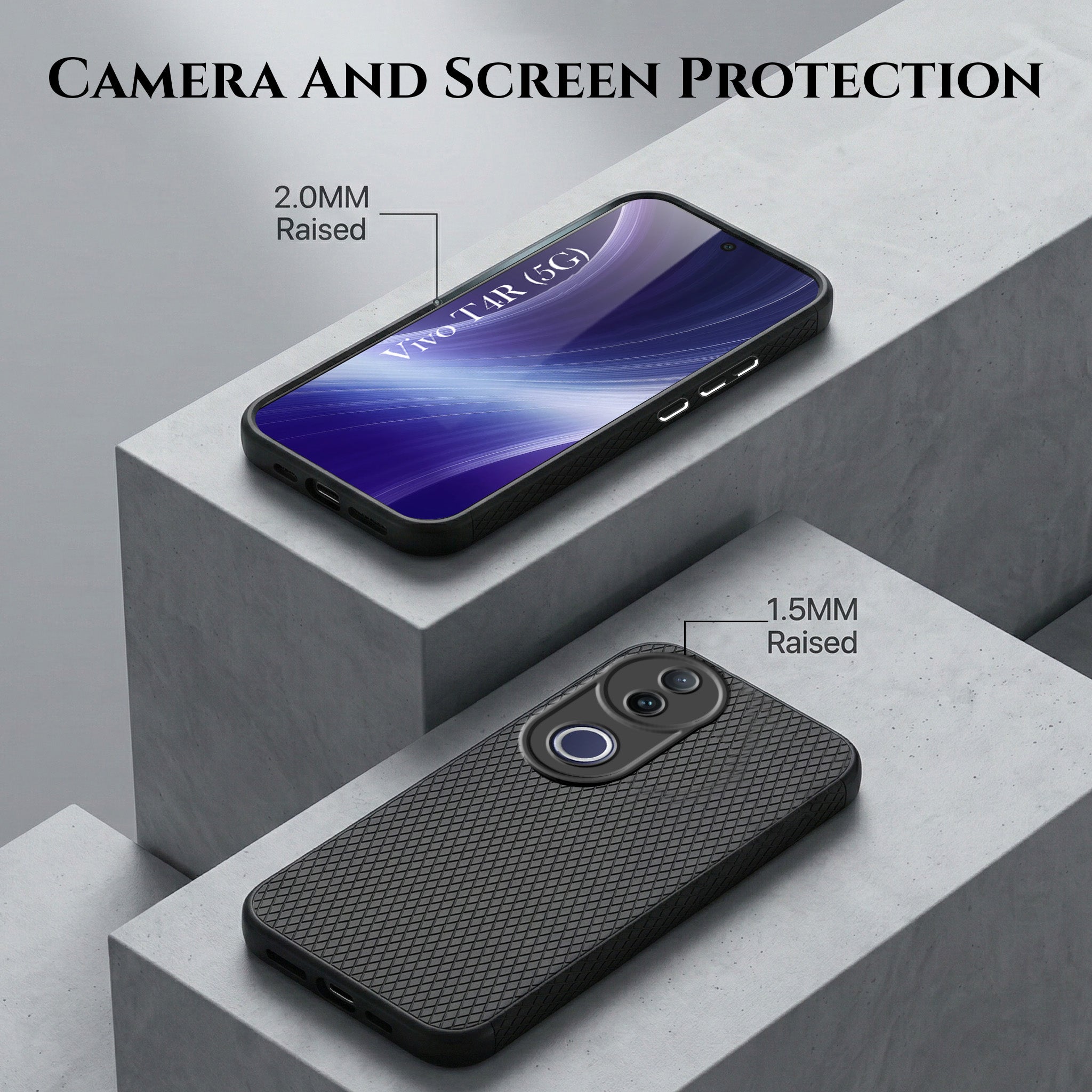 For Vivo T4R Combo with Back Cover and 9H Tempered Glass (Liquid Silicone | Camera Protection | Oleophobic Coating Screen Glass)