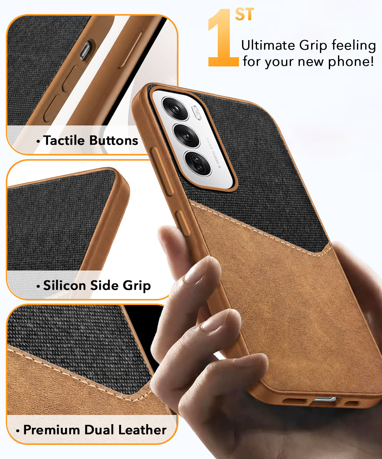 For Oppo Reno12 5G | Oppo Reno 12 5G Back Cover Case (Dual PU Leather Stitch | Professional Minimalist | Soft and Flexible)