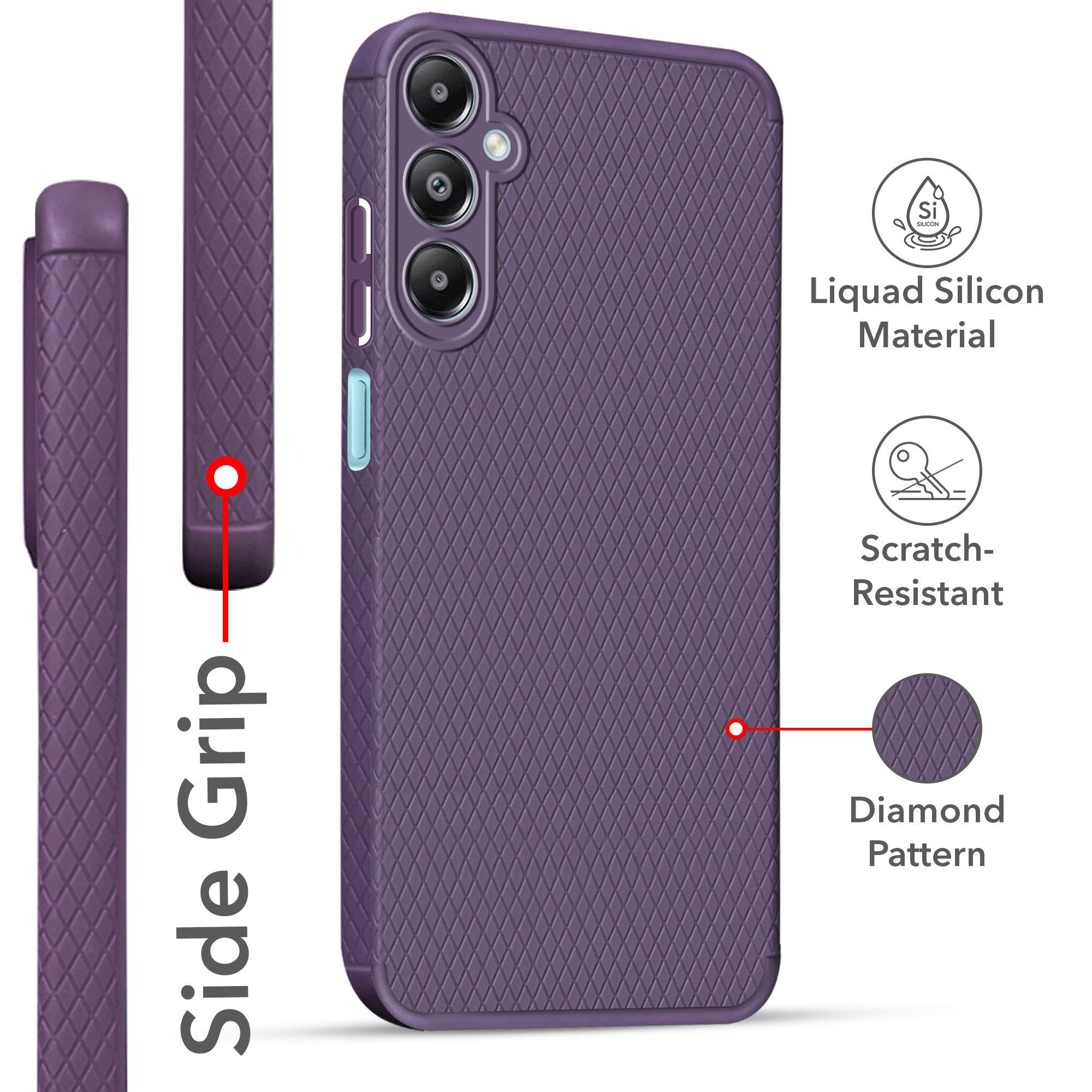 For Samsung Galaxy M14 4G Back Cover Case (Liquid Silicone | Side Grip | Camera Protection)
