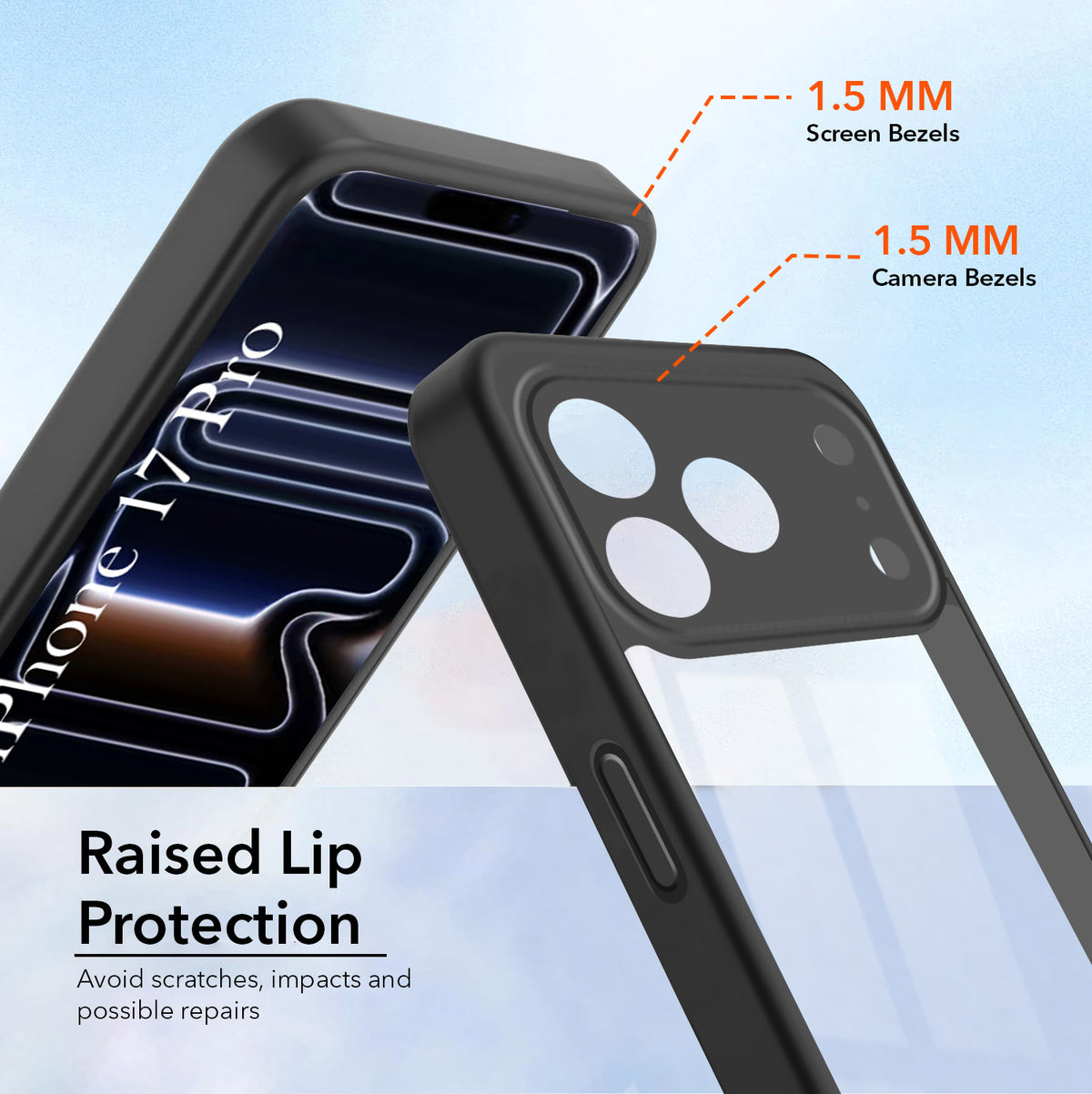 For iPhone 17 Pro Combo with Back Cover and 9H Tempered Glass (Lifetime Anti-Yellow | Crystal Clear Shockproof | Oleophobic Coating Screen Glass)