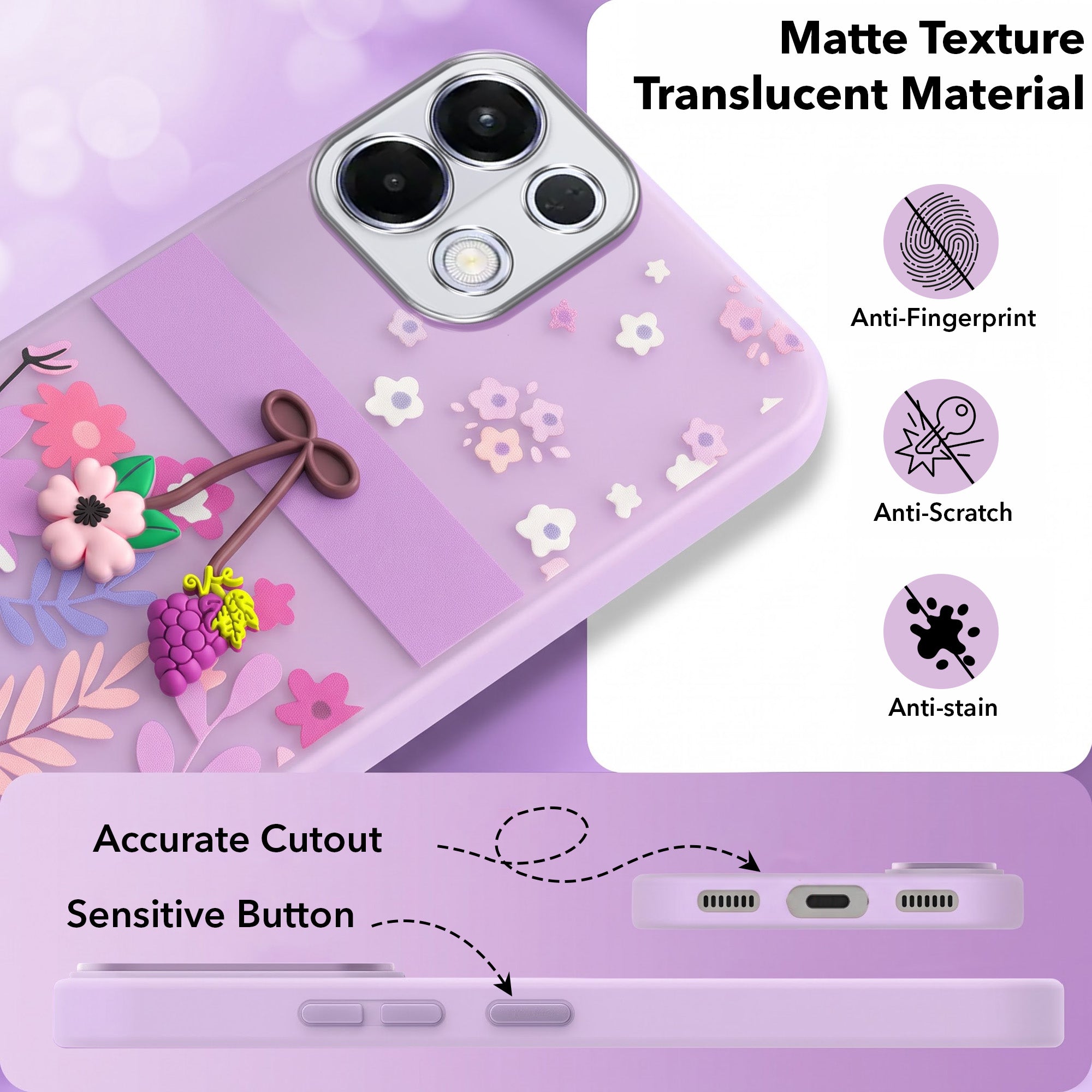 For Oppo K13 Back Cover Case (3D Cute Cartoons | Hard Back Side Soft | Matte Premium Finish | HD Printing)