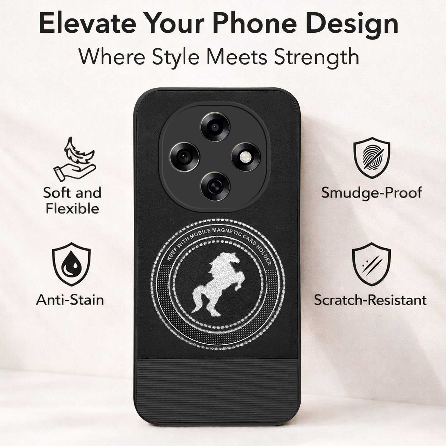 For Oppo F31 Pro Back Cover Case PU Leather Finish (Professional Minimalist Texture | MagSafe Compatile | Camera Protection | Sleek Sober Formal)