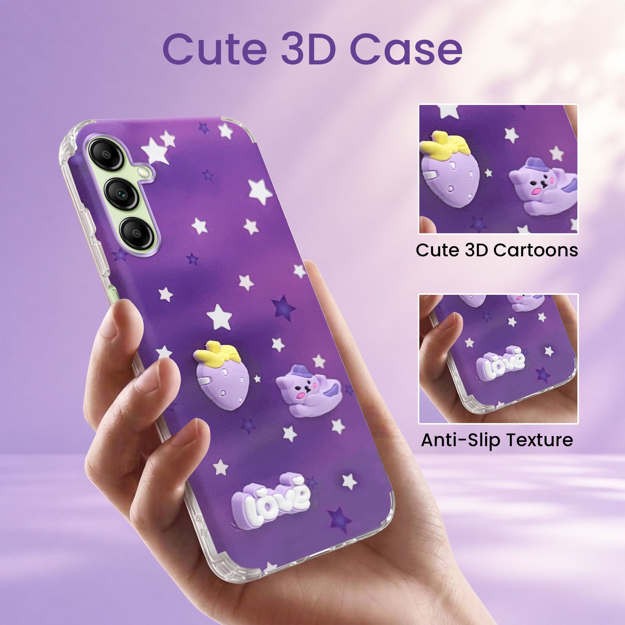 For Samsung Galaxy A14 4G | 5G Back Cover Case (3D Cute Cartoons | Hard Back Side Soft | Matte Premium Finish | HD Printing)