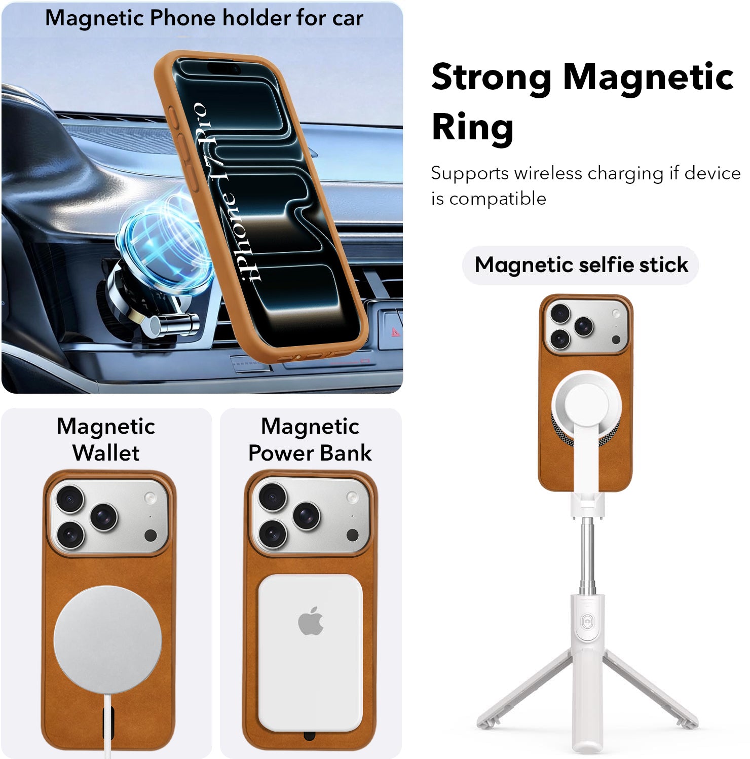 For Apple iPhone 17 Pro Back Cover Case Leather Finish (MagSafe Compatible Wireless Charging | Soft Touch | Camera Bump Protection)