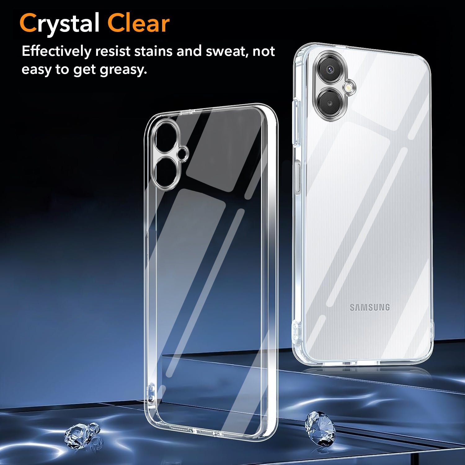 For Samsung Galaxy A06 Back Cover Case (Hybrid Crystal panel with Side Soft PU | Camera Protection | HD Clear Shockproof)