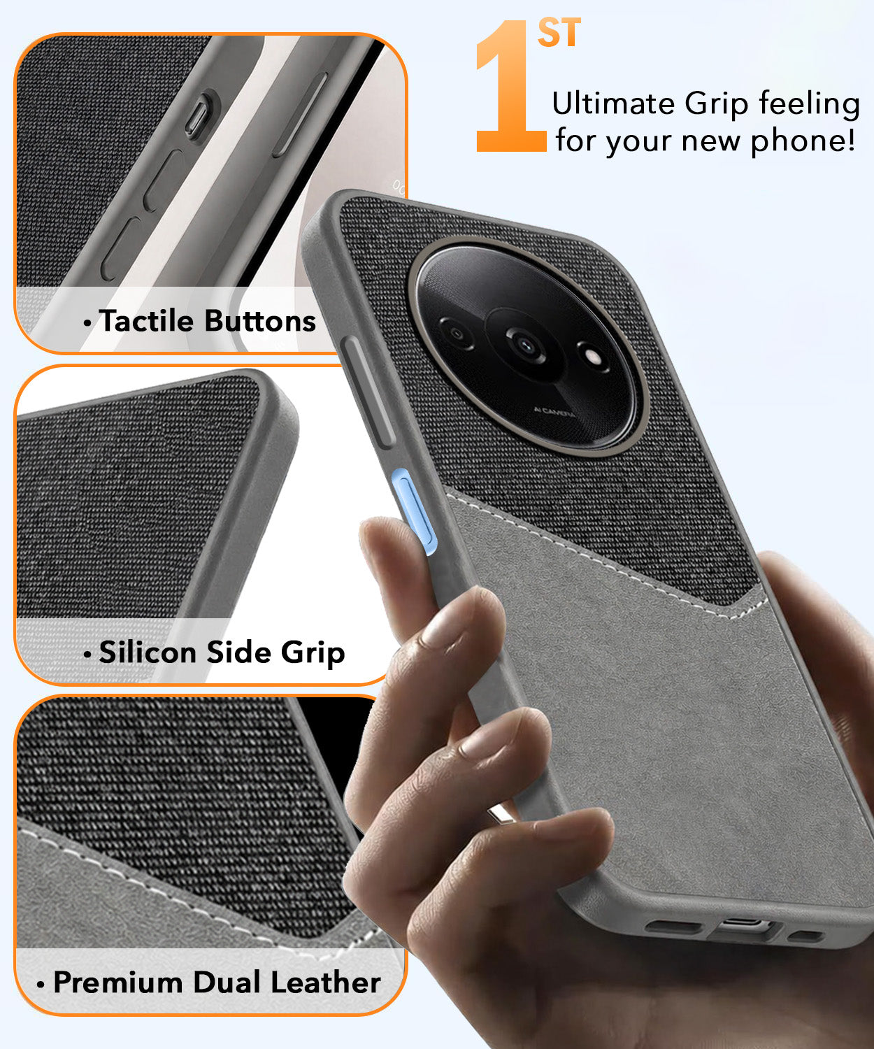 For Xiaomi Redmi A3 2024 | A3X Back Cover Case (Dual PU Leather Stitch | Professional Minimalist | Soft and Flexible)