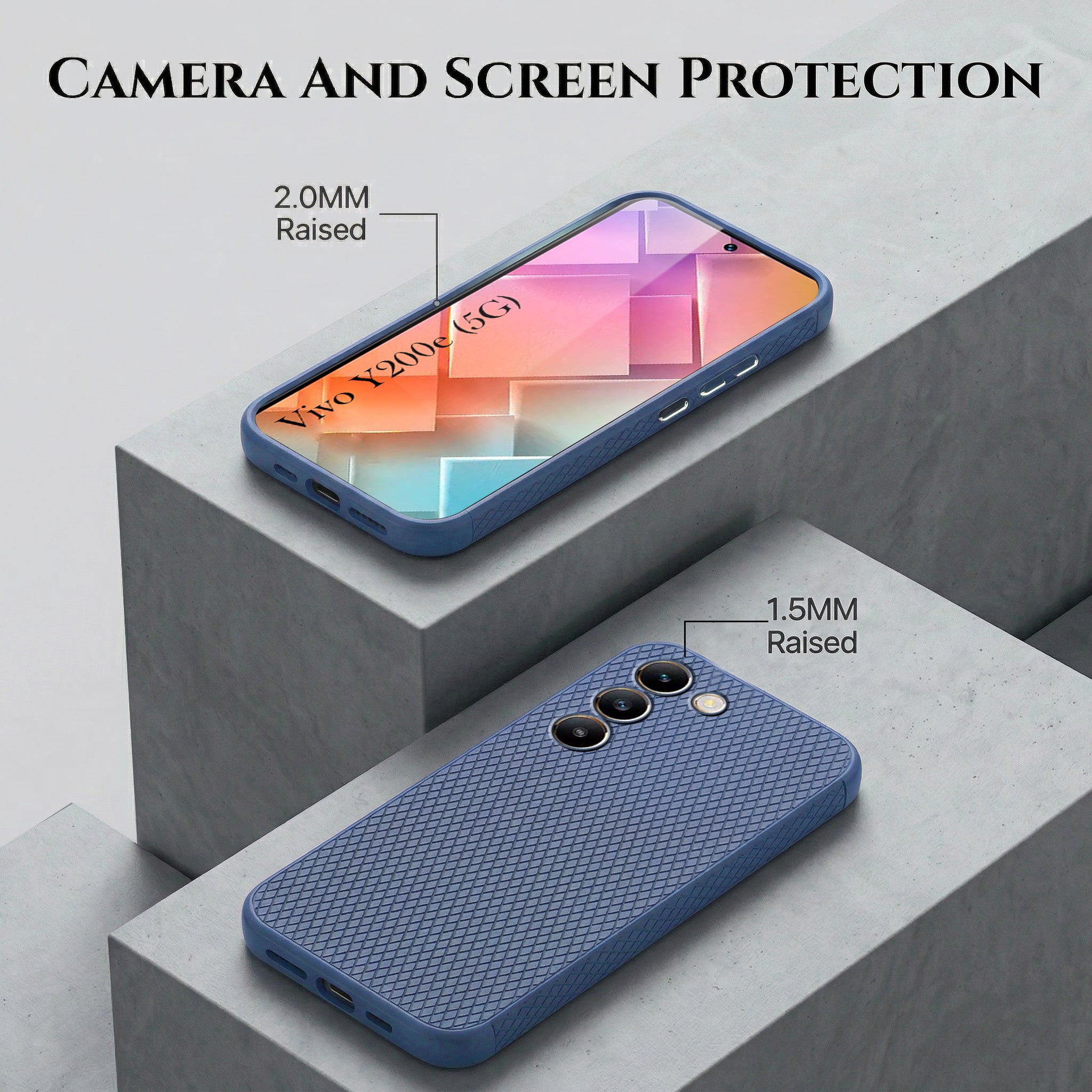 For Vivo Y200e Combo with Back Cover and 9H Tempered Glass (Liquid Silicone | Camera Protection | Oleophobic Coating Screen Glass)