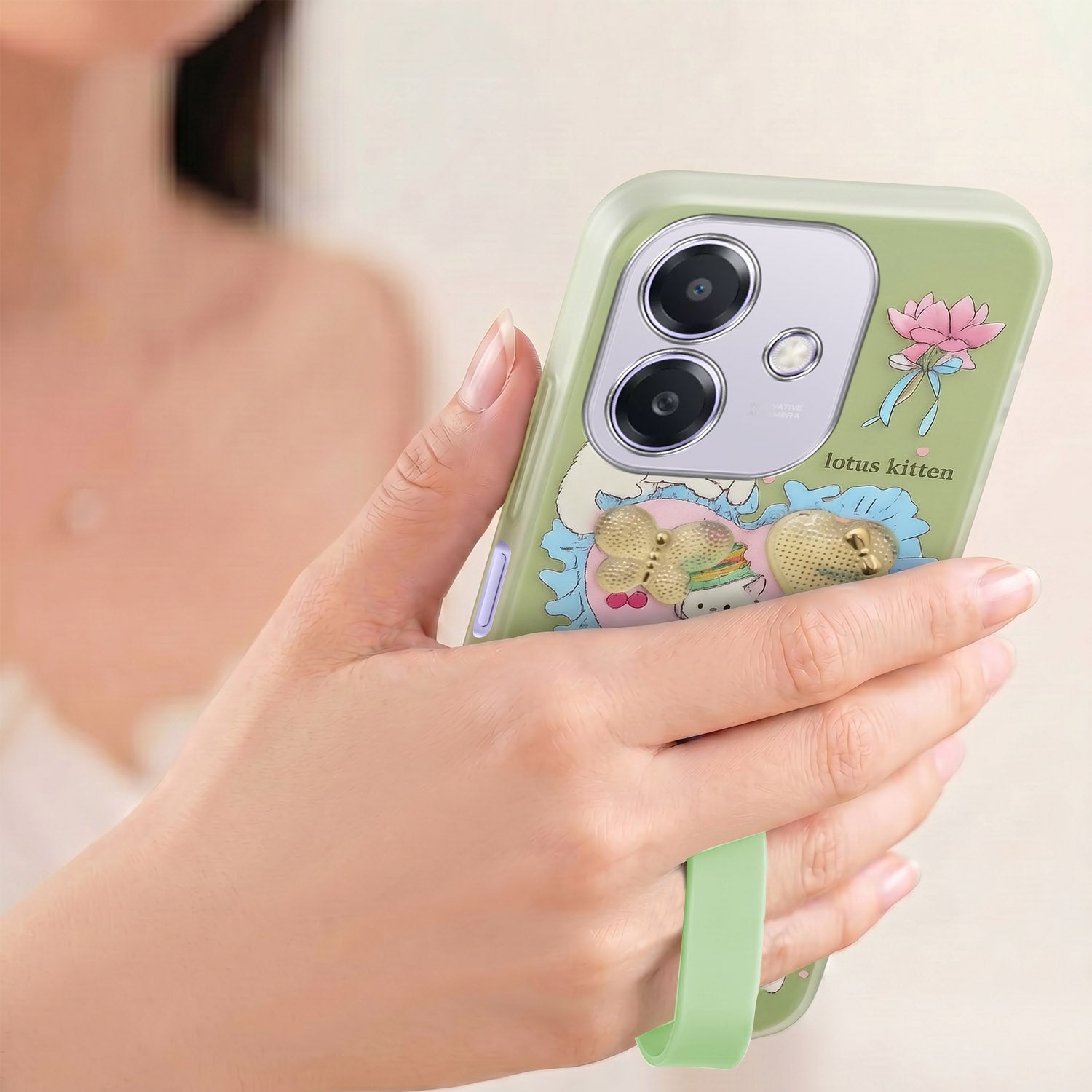 For Oppo A3X (4G/5G) | Oppo A3 5G Back Cover Case (3D Cute Heart Strap Holder | Camera Protection | Designer Girls Print)
