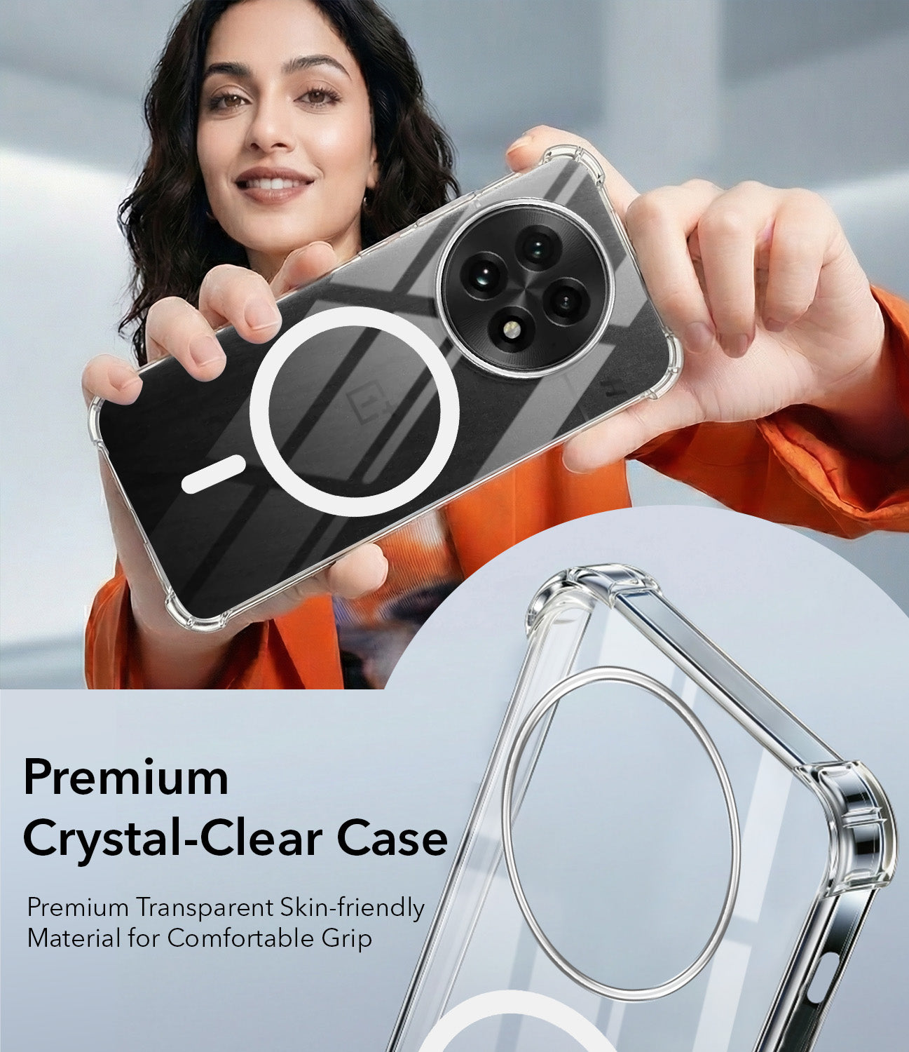 For OnePlus 13 Back Cover Shockproof Crystal-Clear (Magsafe Wireless Support | Drop & Camera Protection | Hard Polycarbonate)