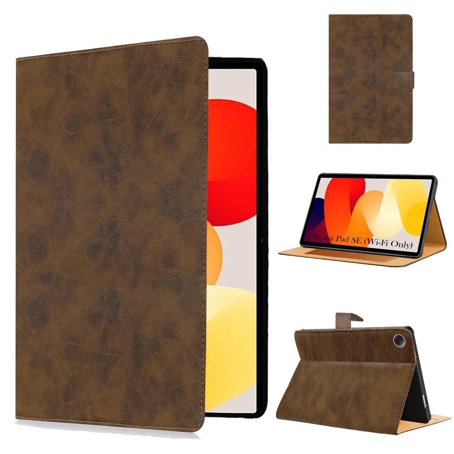 For Redmi Pad SE 11 Inch 23073RPBFG Flip Cover Folio Cover (PU Leather | Multi-Angle Smart Stand | Card Storage Slots | Silicone Back Pouch)