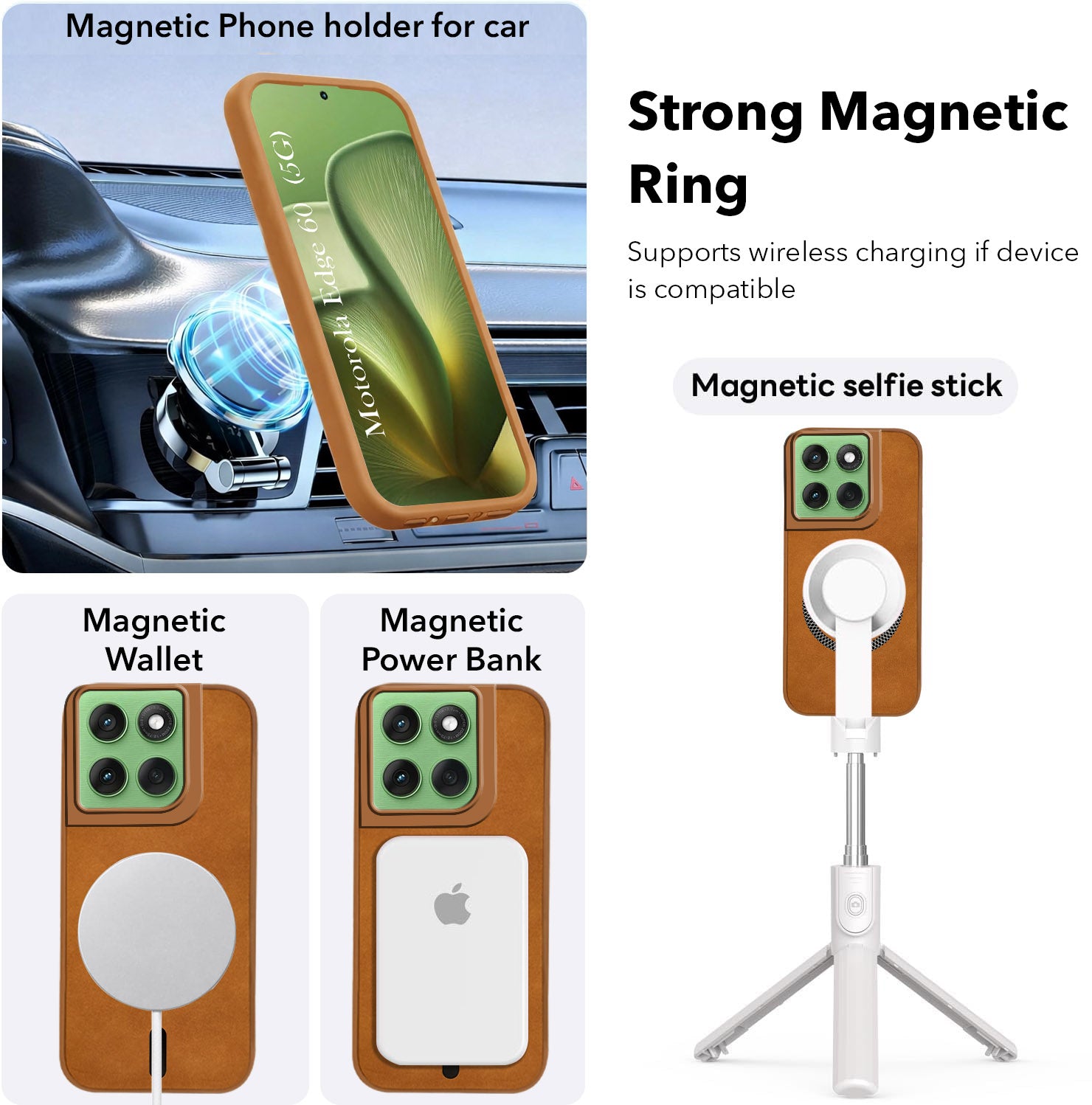 For Motorola Moto Edge 60 Back Cover Case Leather Finish (MagSafe Compatible Wireless Charging | Soft Touch | Camera Bump Protection)