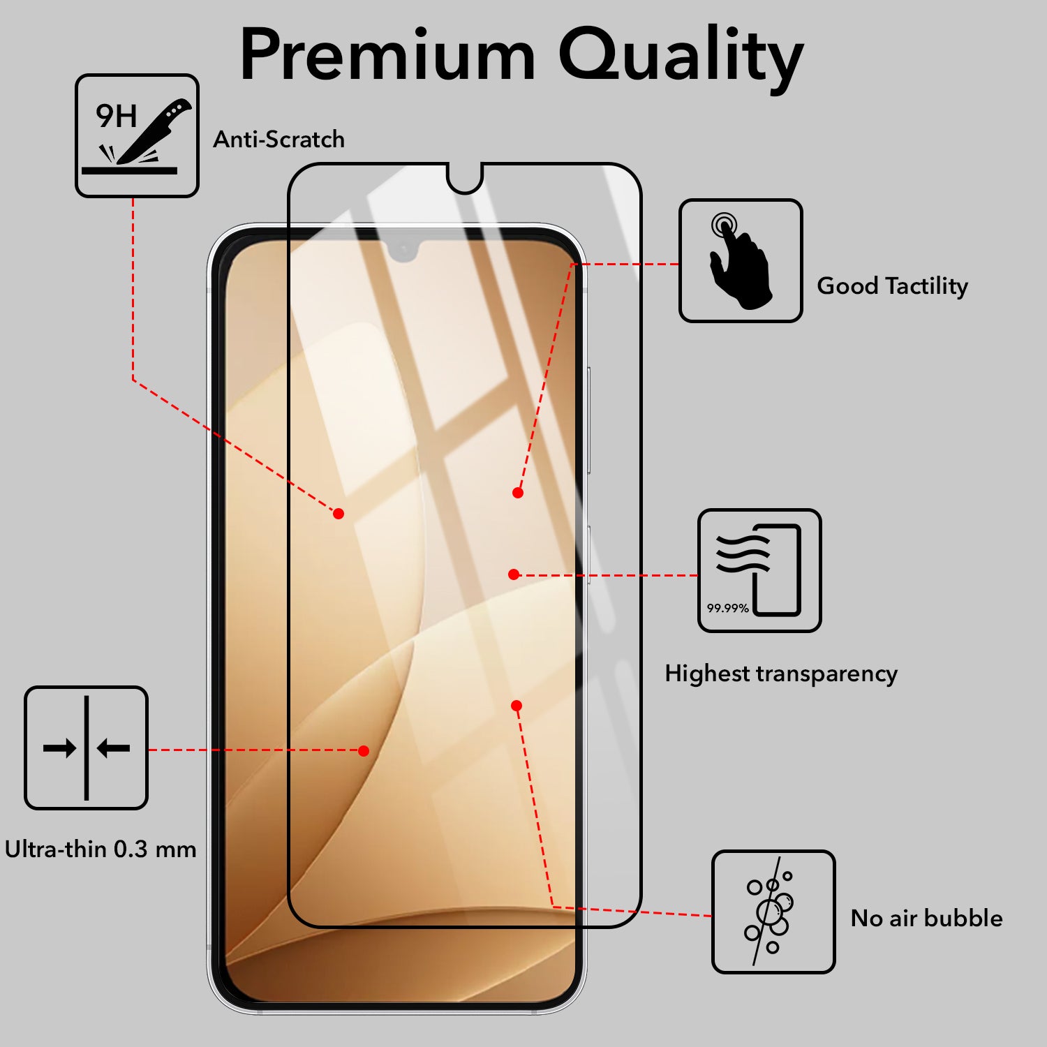 Tempered Glass For Oppo A6c 4G Military-Grade Gorilla Tempered Glass Screen Protector With Installation Kit | Shatterproof, Full Coverage, HD Clear, Scratch Resistant (Pack of 1)