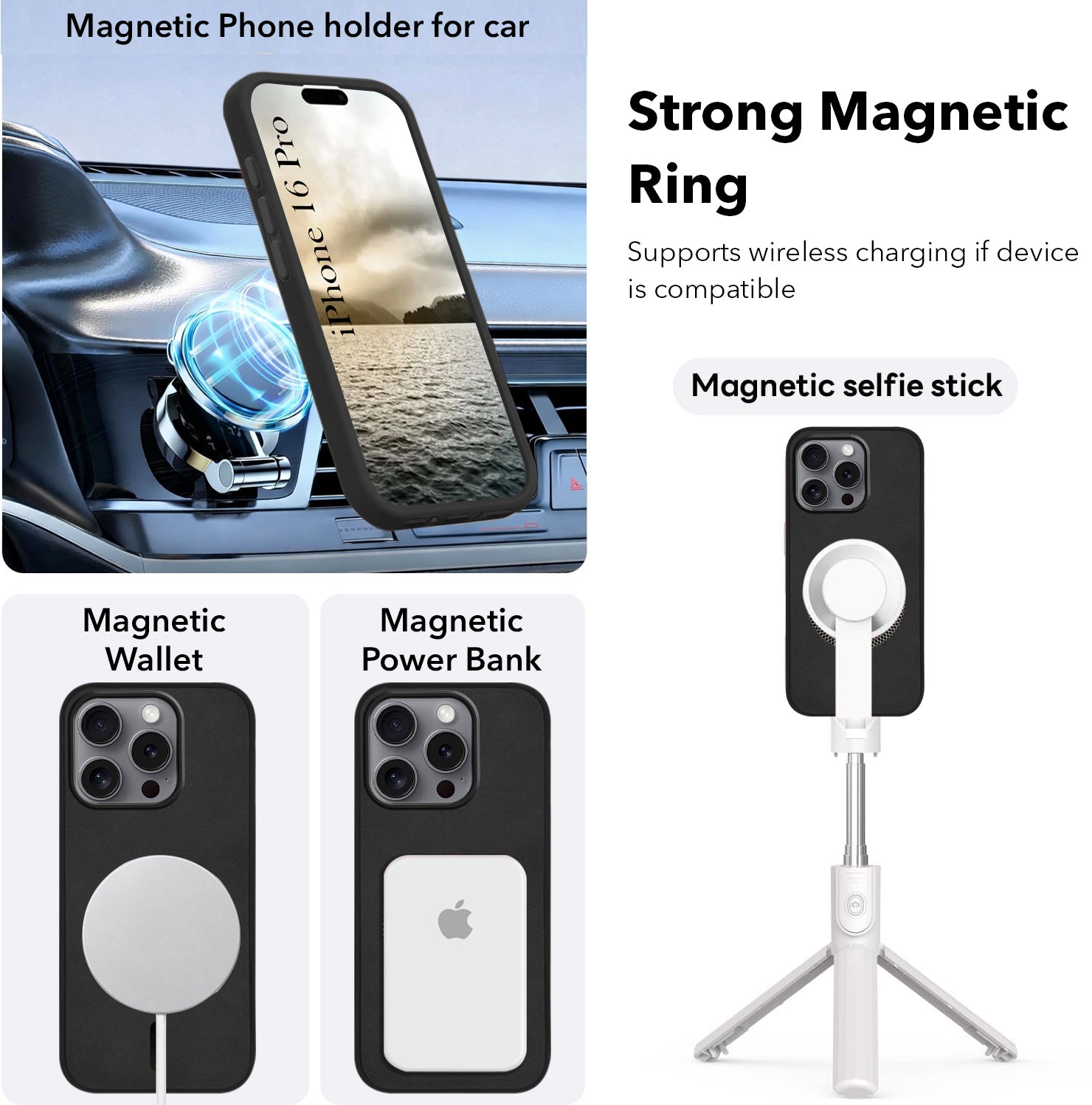 For Apple iPhone 16 Pro Back Cover Case (Sleek Leather Finish | MagSafe Compatible Wireless Charging | Camera Bump Protection)