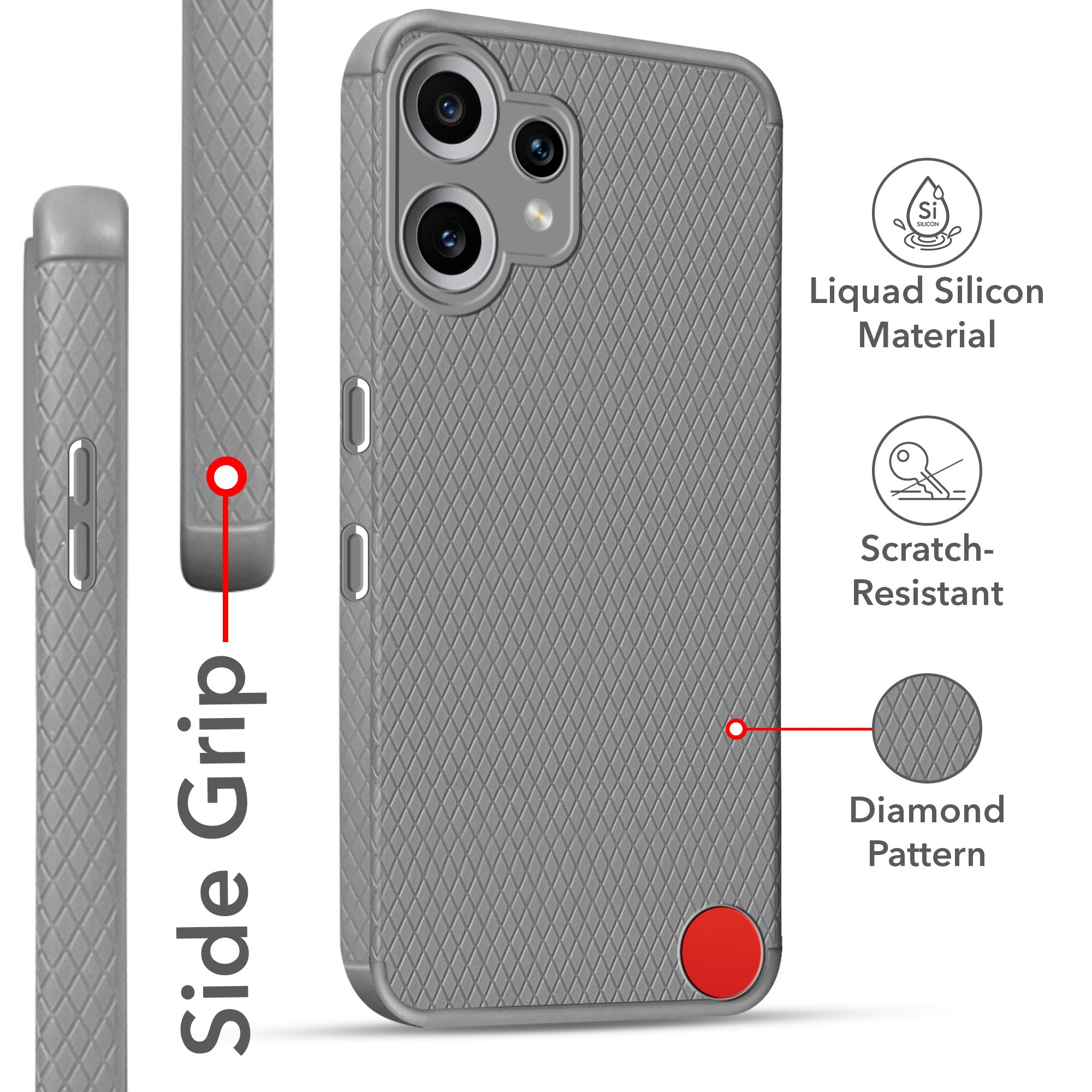 For Nothing CMF Phone 2 Pro Back Cover Case (Liquid Silicone | Side Grip | Camera Protection)