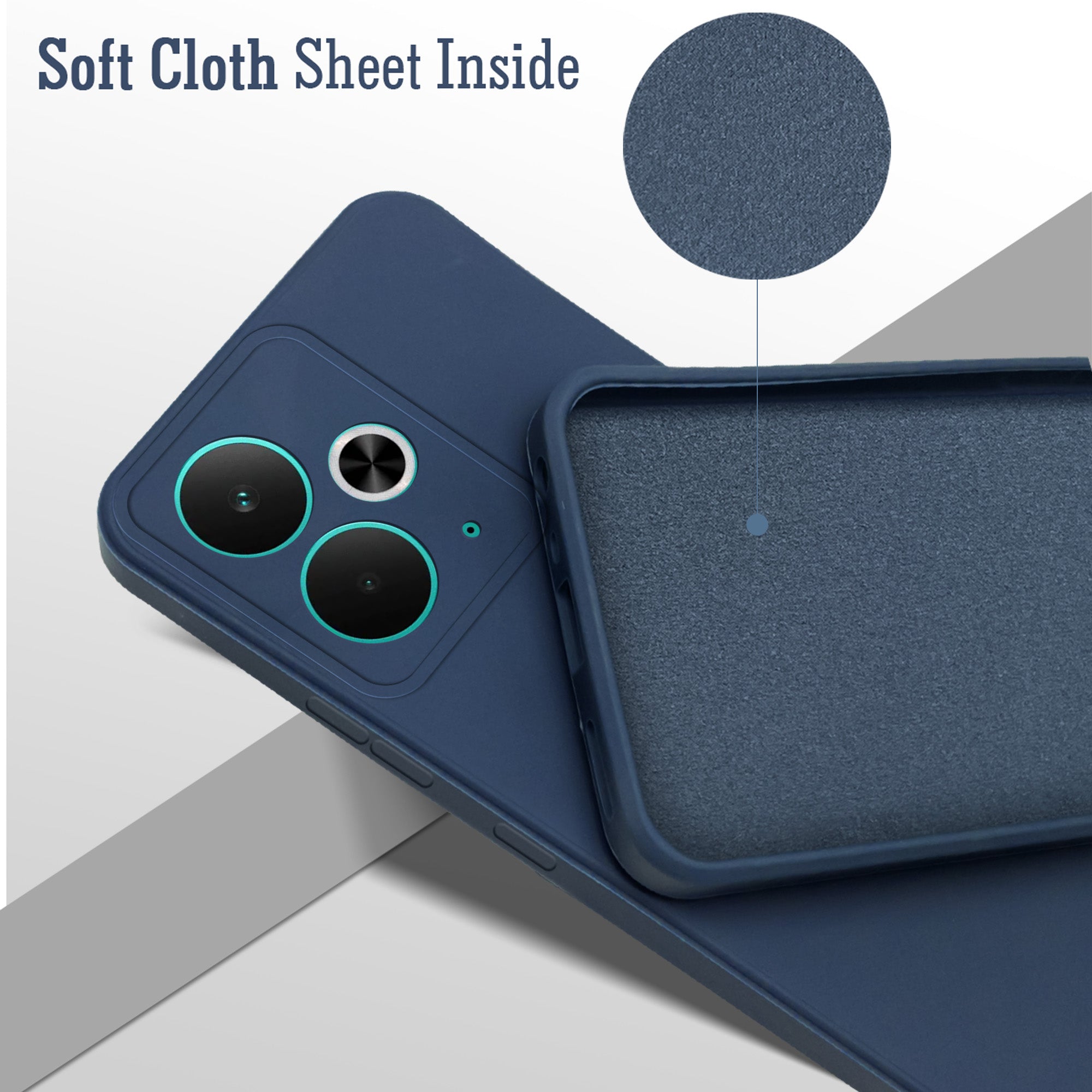 For Realme 14T Back Cover Case (Matte Finish Silicone with Inside Fiber cloth)