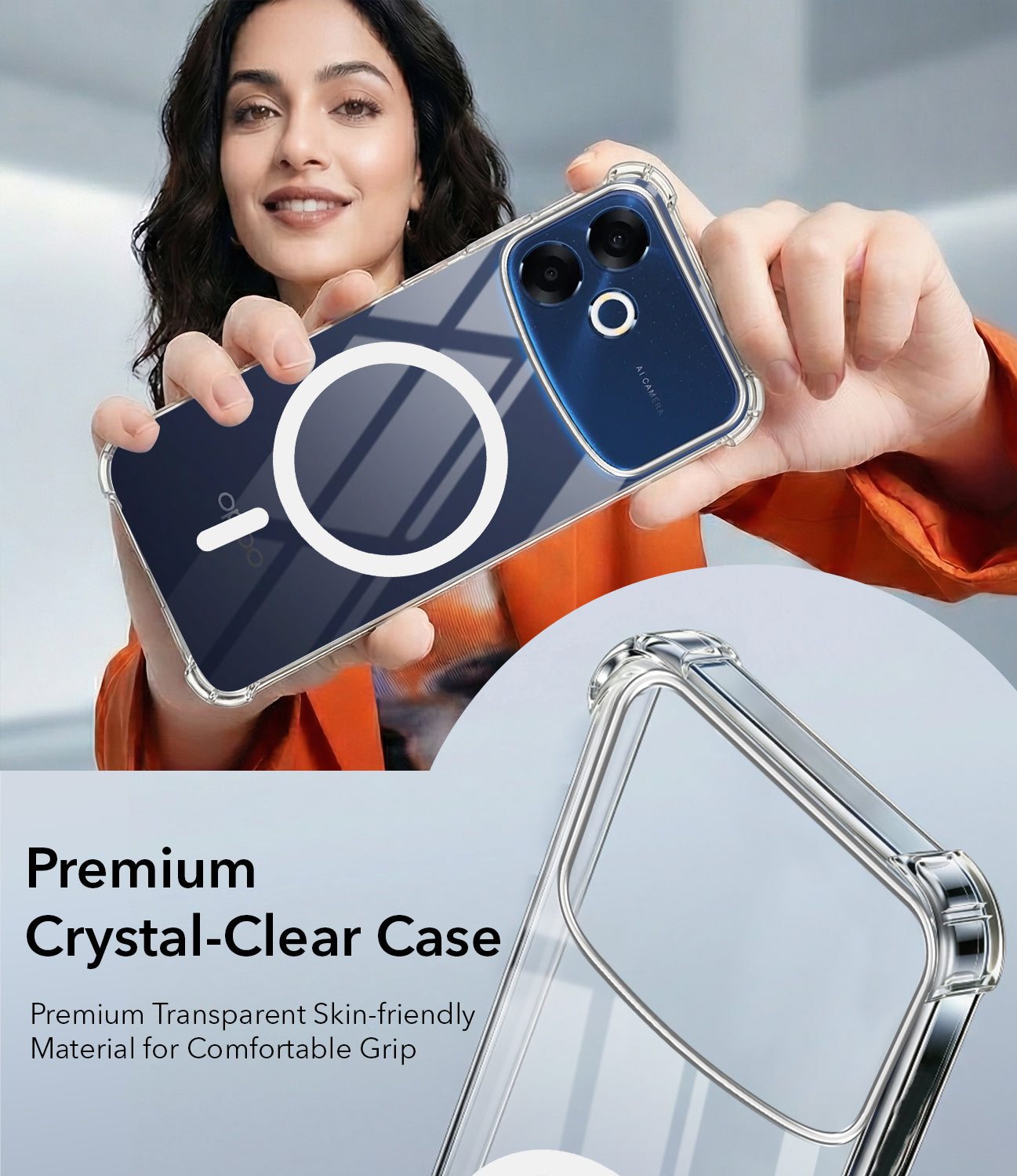 For Oppo F33 Pro 5G Back Cover Shockproof Crystal-Clear (Magsafe Wireless Support | Drop & Camera Protection | Hard Polycarbonate)