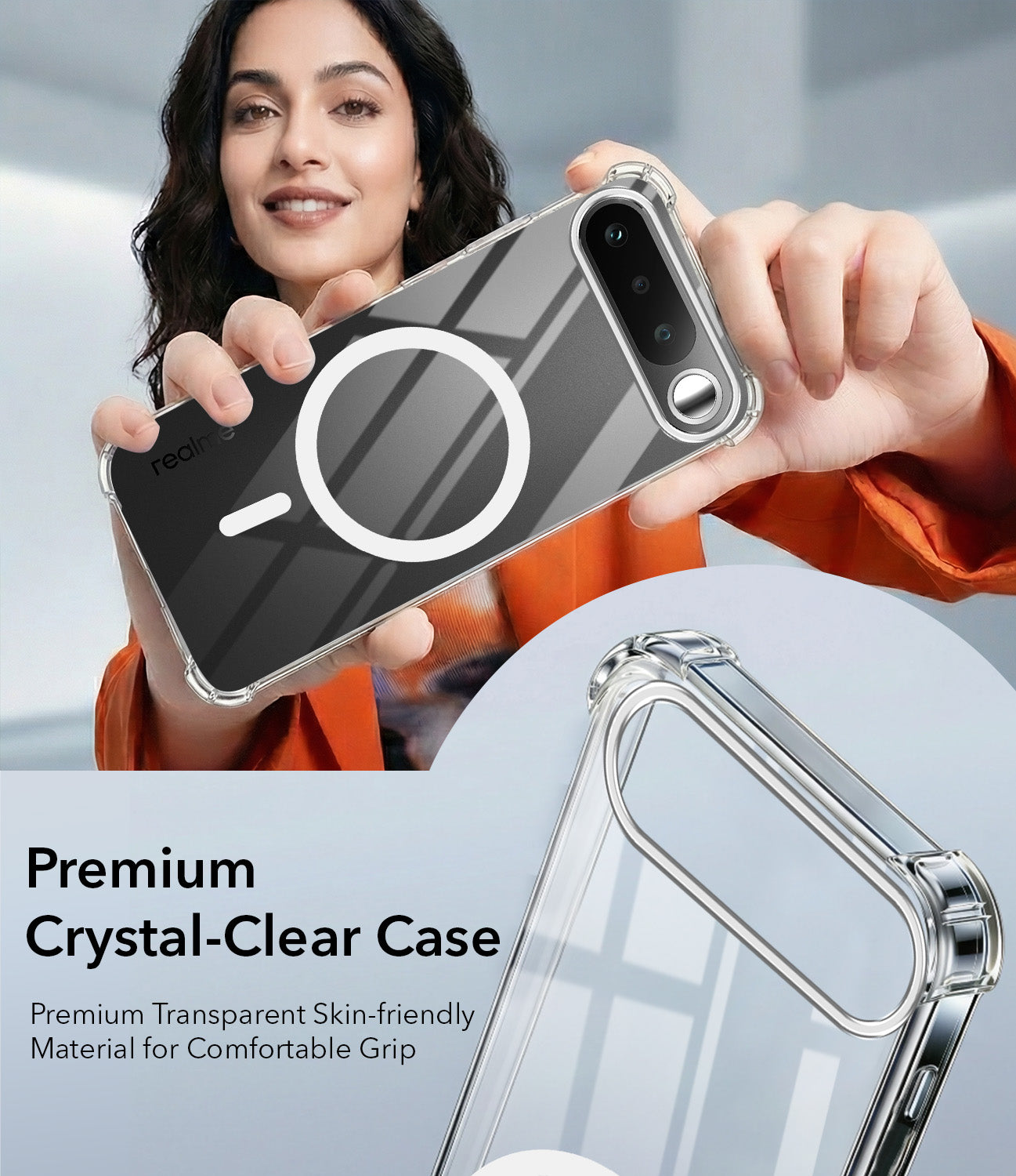 For Realme 16 Back Cover Shockproof Crystal-Clear (Magsafe Wireless Support | Drop & Camera Protection | Hard Polycarbonate)