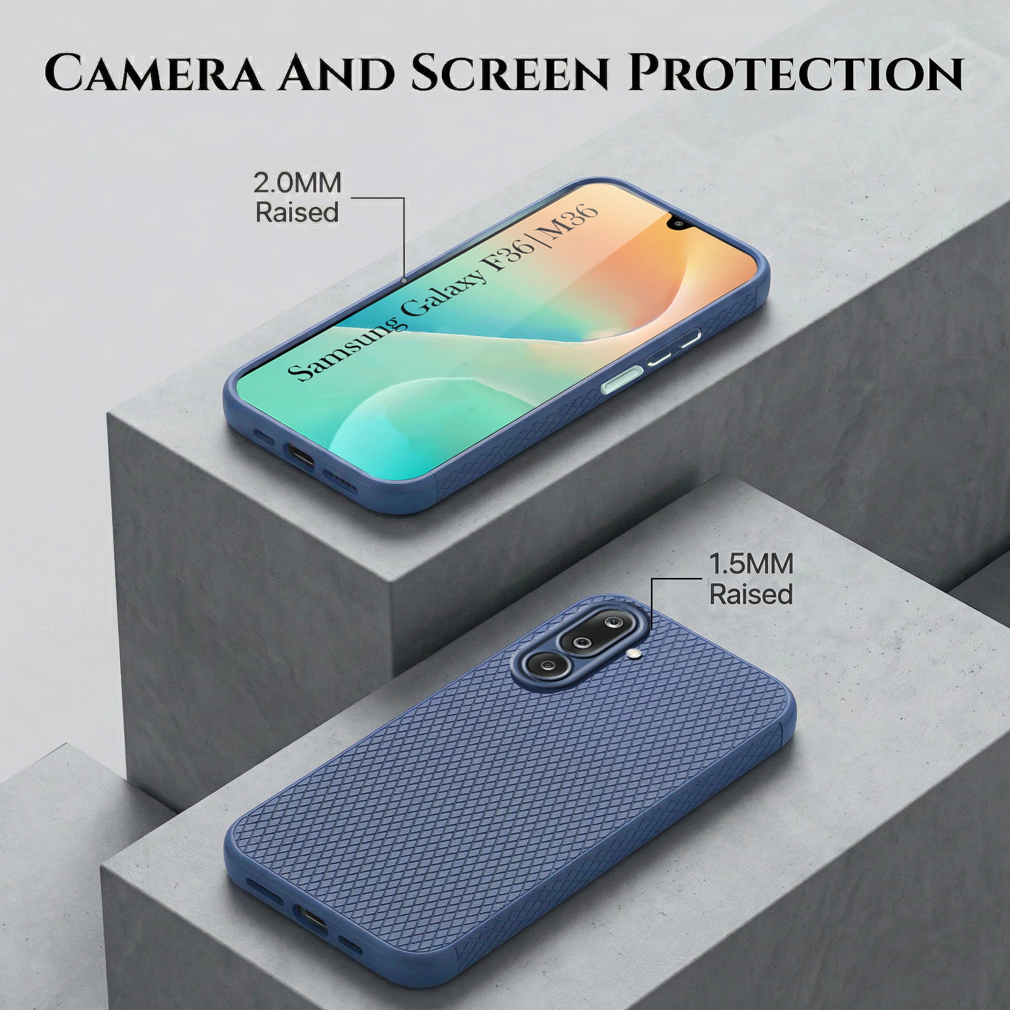 For Samsung Galaxy M36 | Samsung Galaxy F36 Combo with Back Cover and 9H Tempered Glass (Liquid Silicone | Camera Protection | Oleophobic Coating Screen Glass)