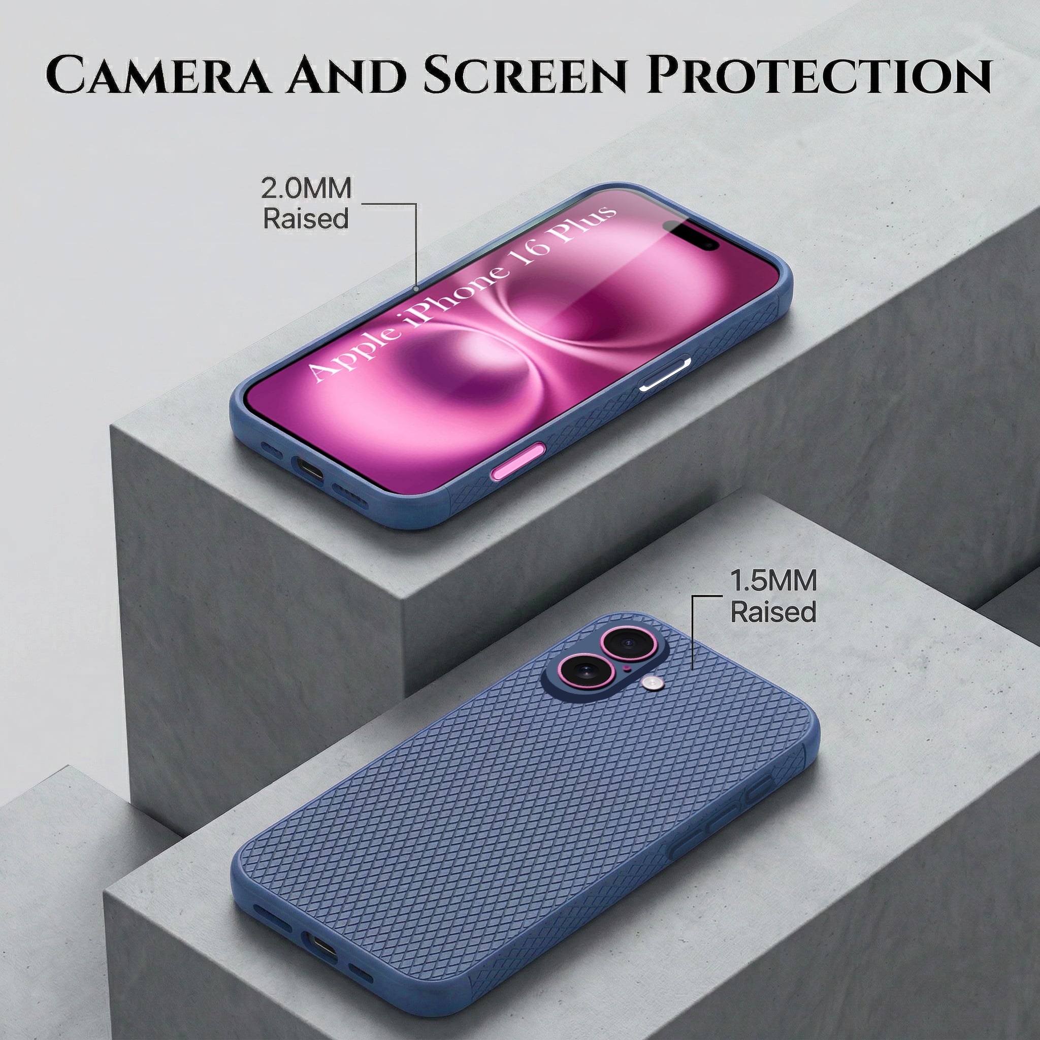 For Apple iPhone 16 Plus Combo with Back Cover and 9H Tempered Glass (Liquid Silicone | Camera Protection | Oleophobic Coating Screen Glass)