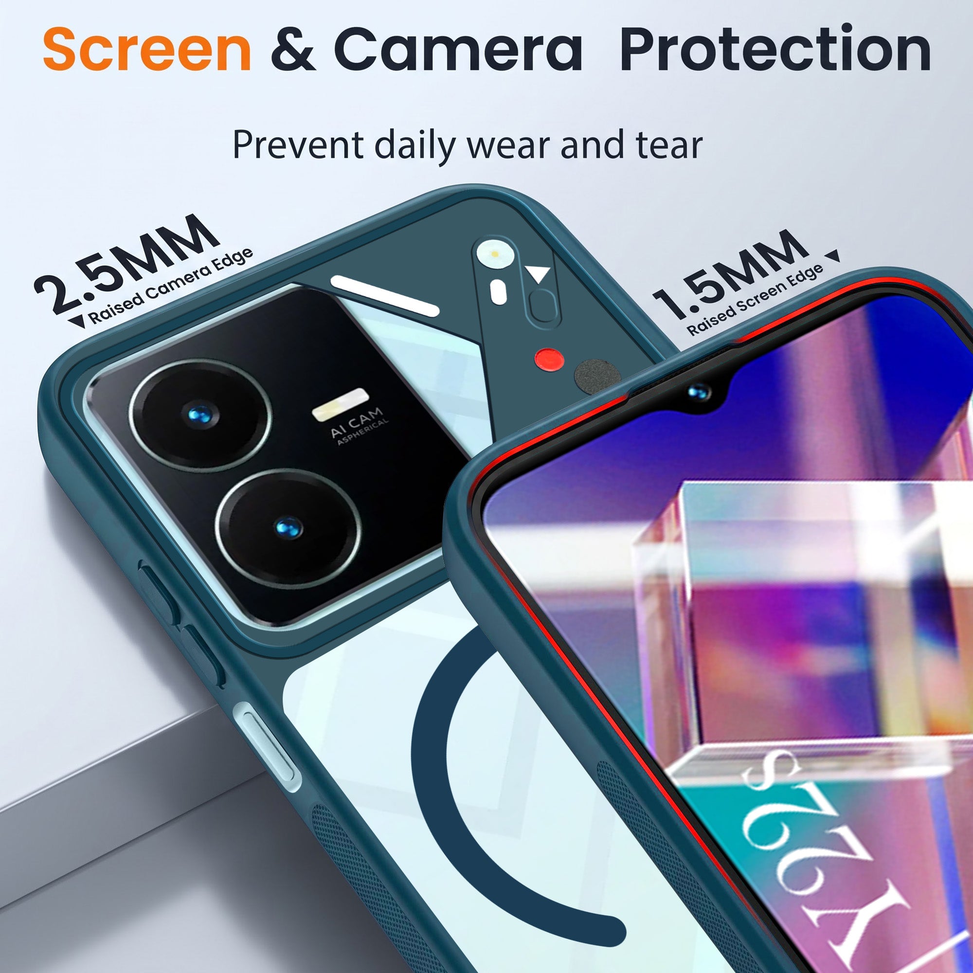 For Vivo Y22 | Vivo Y22s Back Cover Case Lifetime Anti-Yellow Clear (Camera Protection | Side Grip | Wireless MagSafe Compatible)