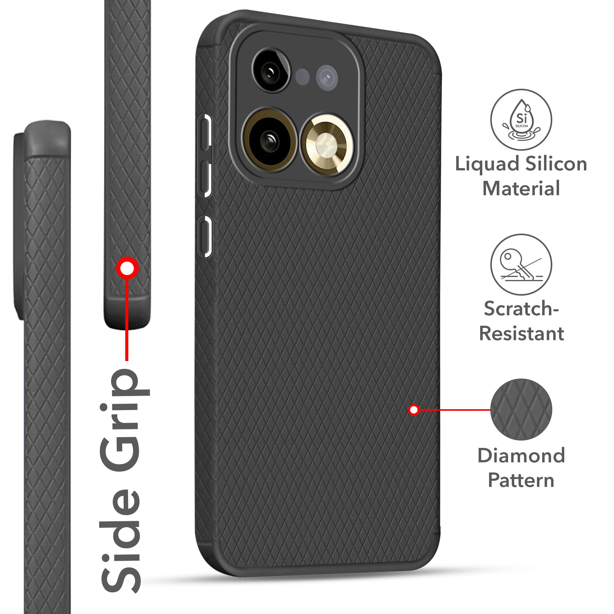 For Realme 16 Pro Plus 5G Back Cover Case Liquid Silicone (Camera Protection | Side Grip Texture | Soft and Flexible)