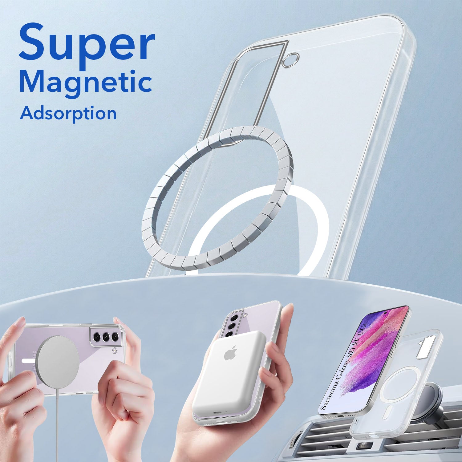 For Samsung Galaxy S21 FE Back Cover Case Lifetime Anti-Yellow MagSafe Compatible Clear 5G (Sleek Hard Crystal | Shockproof and Camera Protection)
