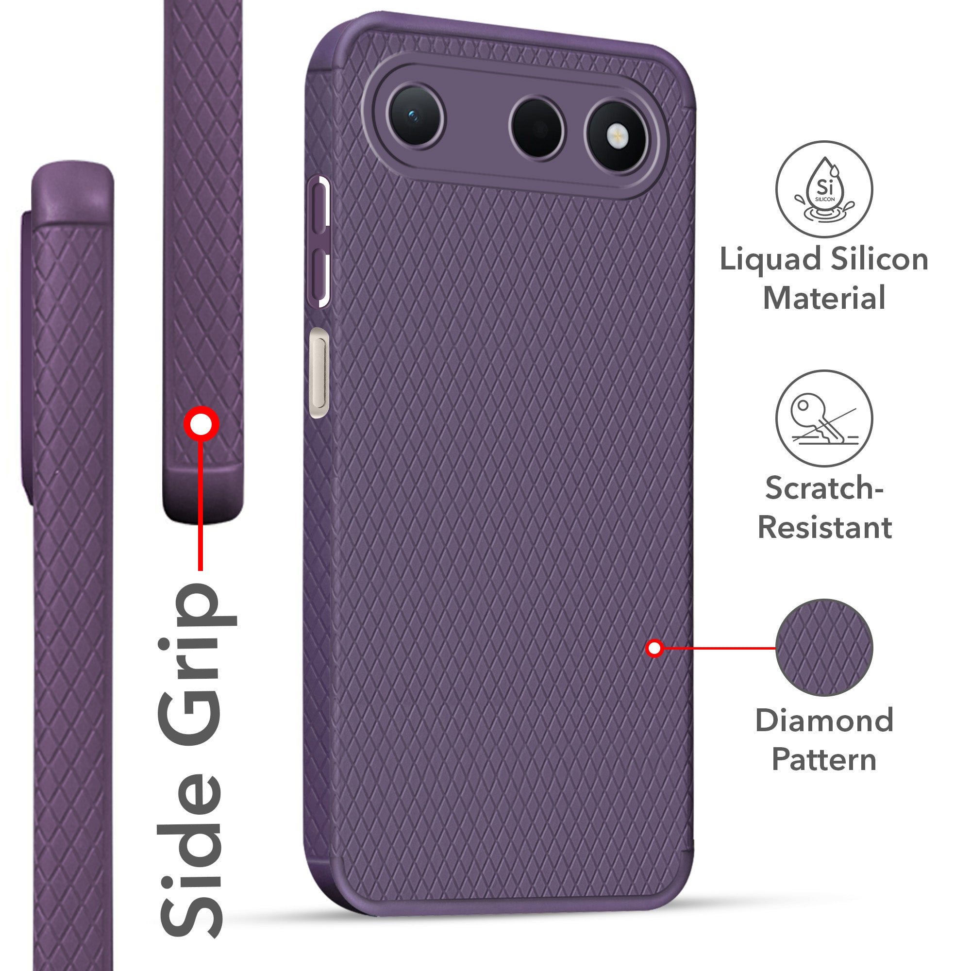 For Tecno Spark 50 Back Cover Case Liquid Silicone (Camera Protection | Side Grip Texture | Soft and Flexible)