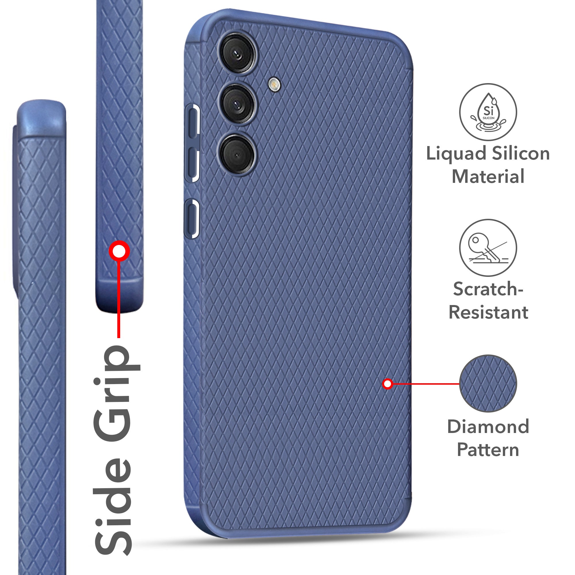 For Samsung Galaxy F55 5G | M55 5G | M55s Back Cover Case (Liquid Silicone | Side Grip | Camera Protection)