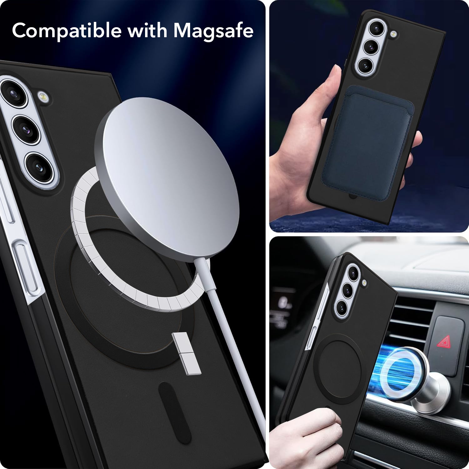 For Samsung Galaxy Z Fold 5 5G Back Cover Case (MagSafe Wireless Charging Compatible | Sleek Leather Finish | Inside Microfiber Cloth)