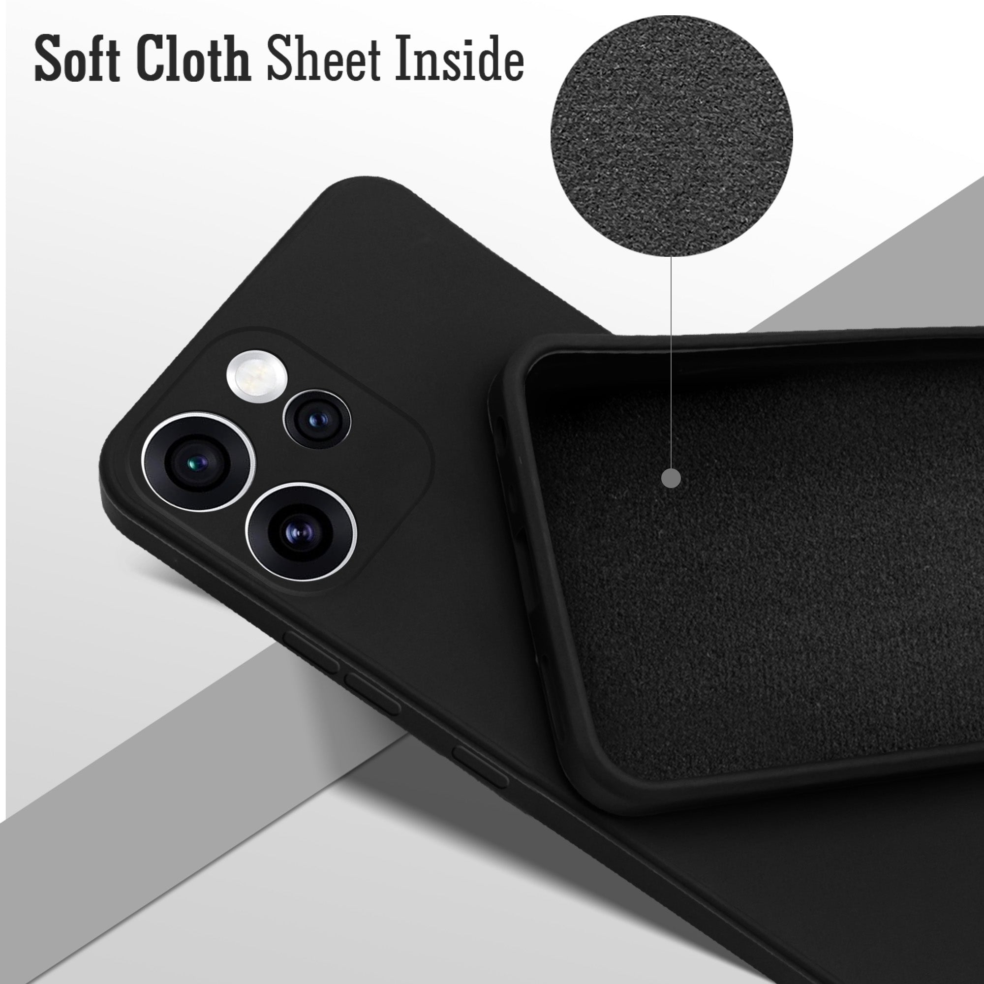 For Oppo Reno15 Pro 5G | Oppo Reno 15 Pro 5G Back Cover Case (Matte Finish Silicone with Inside Fiber cloth)