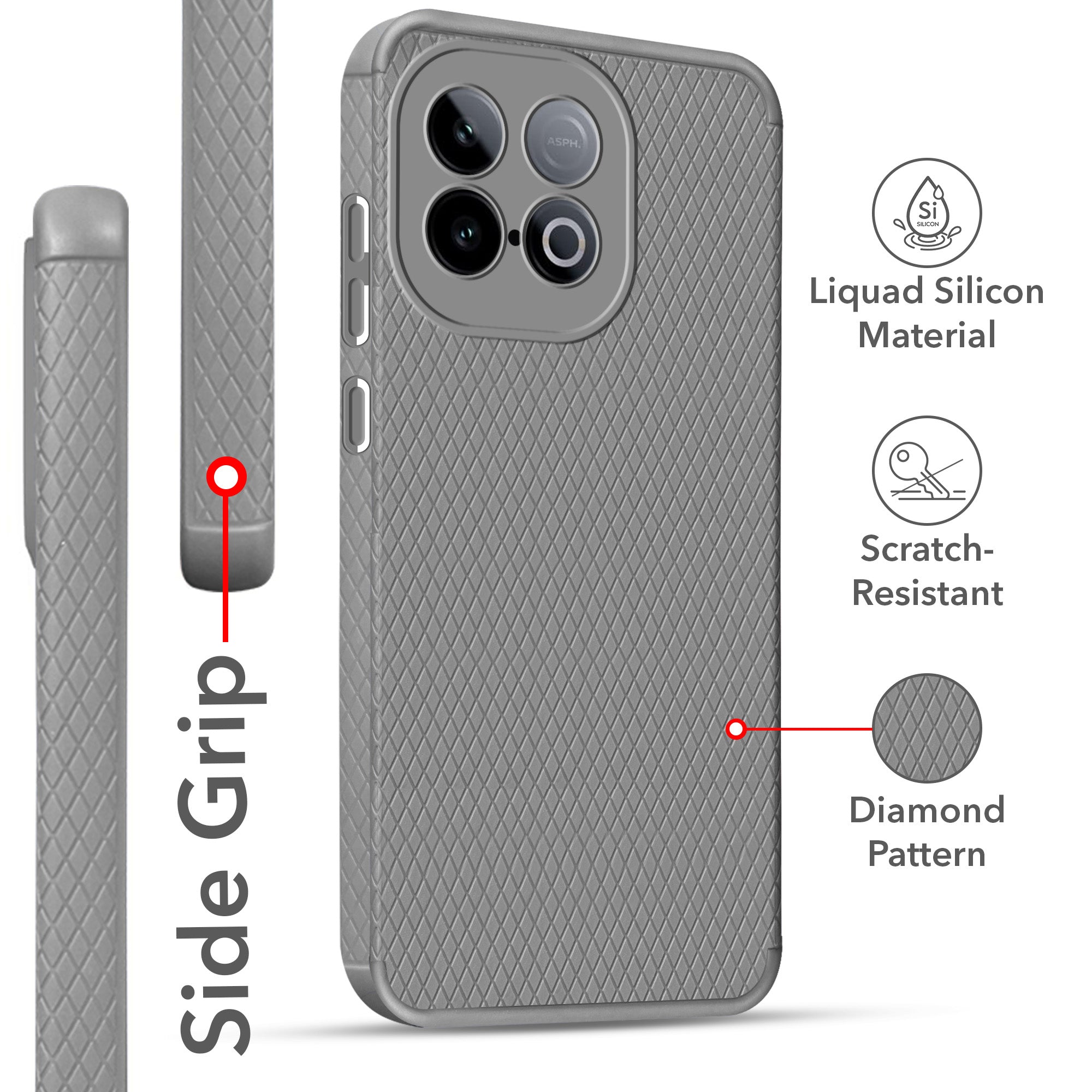 For Vivo iQOO Neo 10 Liquid Silicone Back Cover Case (Camera Protection | Side Grip Texture | Soft and Flexible)