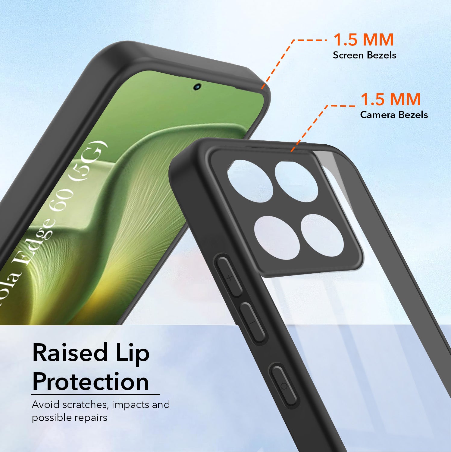 For Motorola Moto Edge 60 Combo with Back Cover and 9H Tempered Glass (Lifetime Anti-Yellow | Crystal Clear Shockproof | Oleophobic Coating Screen Glass)