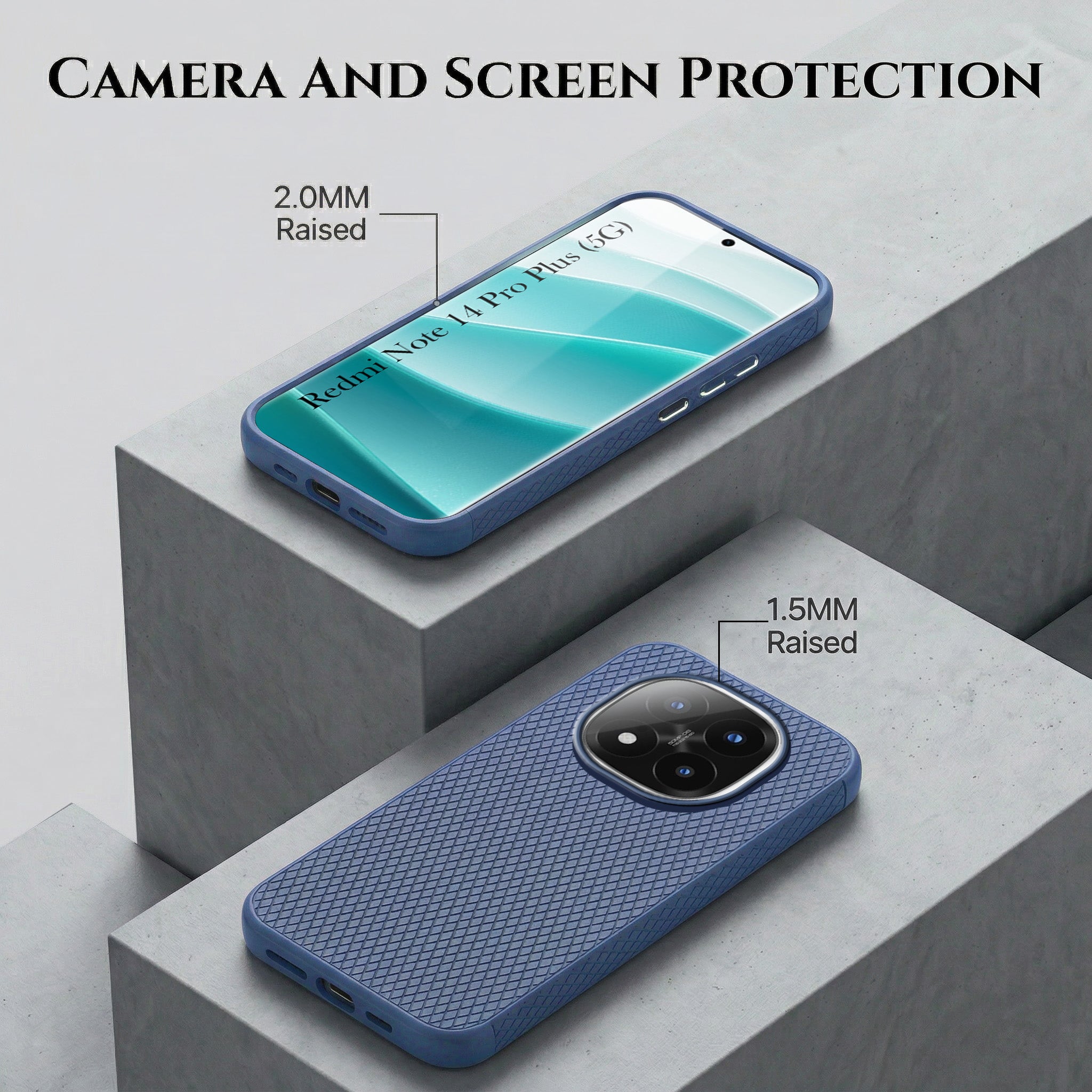 For Redmi Note 14 Pro Plus Combo with Back Cover and 9H Tempered Glass (Liquid Silicone | Camera Protection | Oleophobic Coating Screen Glass)