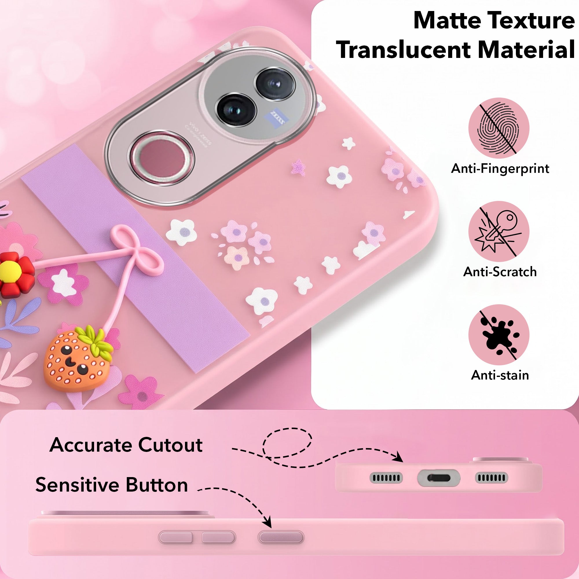 For Vivo V50 | Vivo V50e Back Cover Case (3D Cute Cartoons | Hard Back Side Soft | Matte Premium Finish | HD Printing)