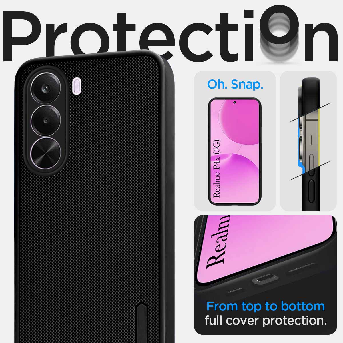 For Realme P4x Back Cover Case Rubberised (Textured Grip Design | Micro-Fiber Cloth Inside | Slim and Light Weight | Soft Touch and Feel)