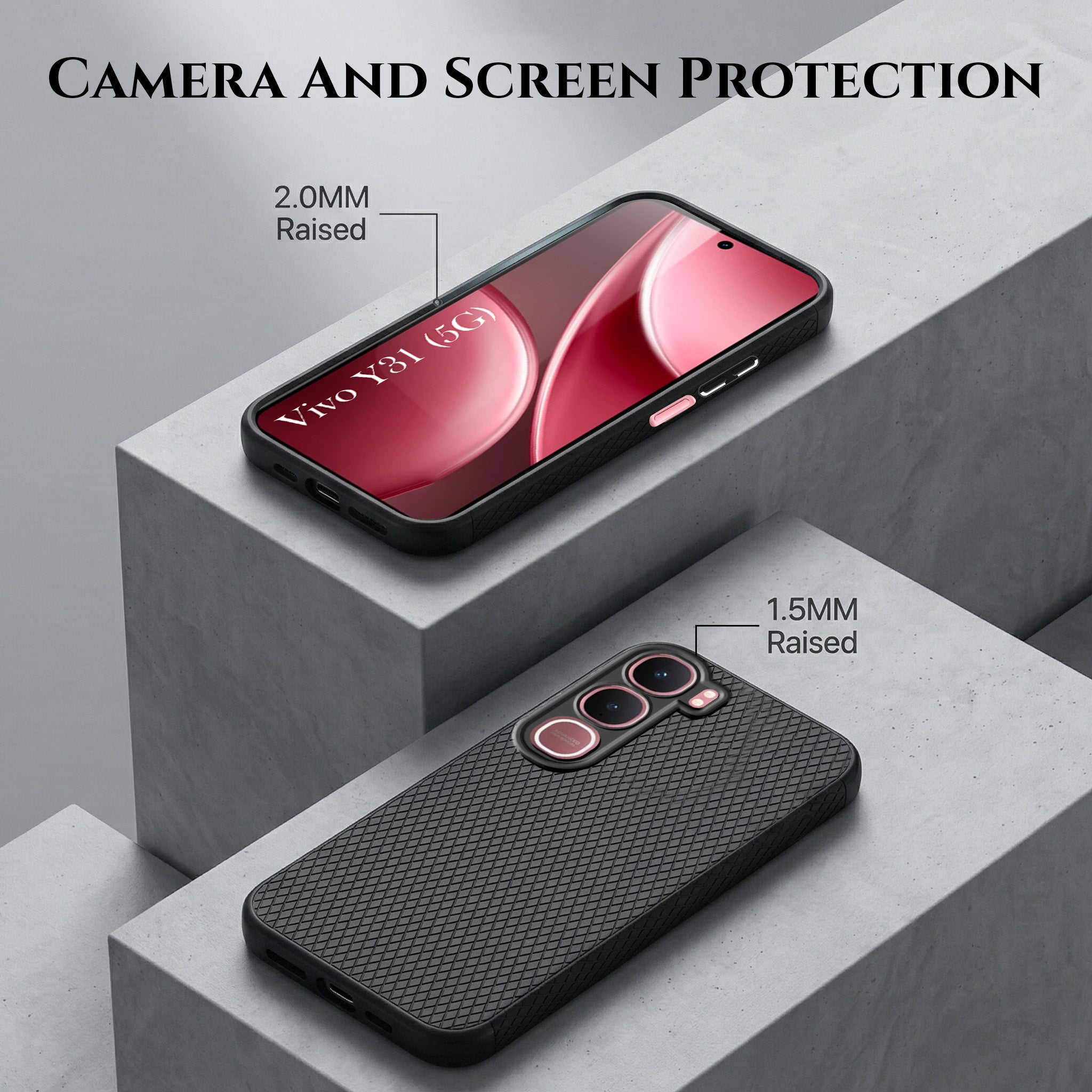 For Vivo Y31 5G Combo with Back Cover and 9H Tempered Glass (Liquid Silicone | Camera Protection | Oleophobic Coating Screen Glass)